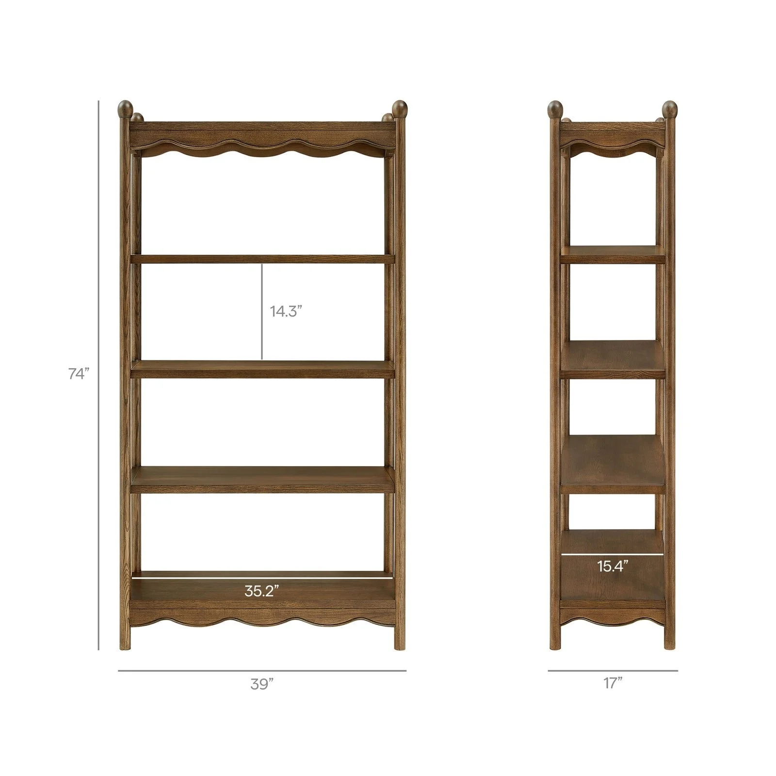 StyledU by IC Ainsley Walnut Scallop Bookcase 7
