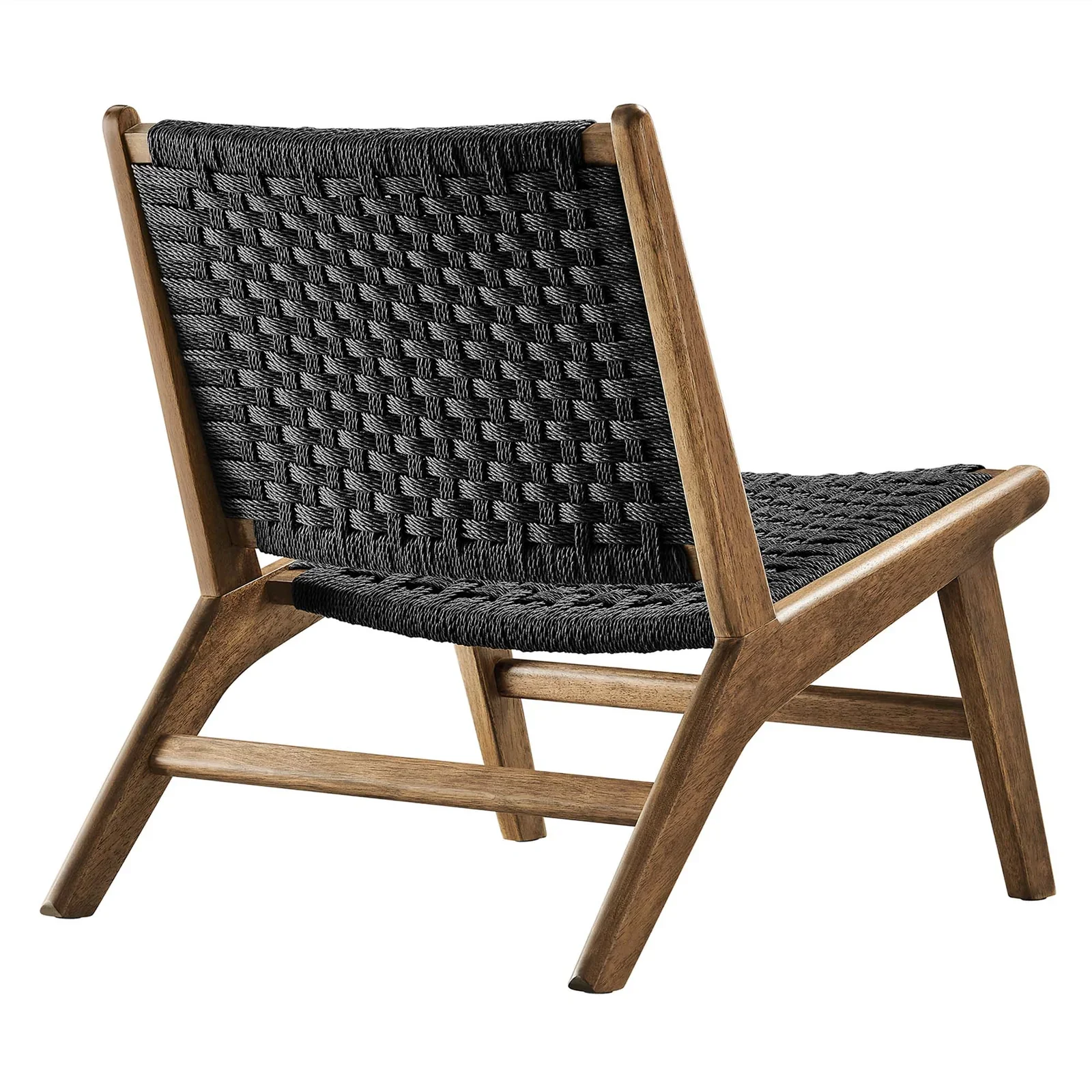 StyledU by IC Saoirse Woven Rope & Walnut Accent Chair - Black 3