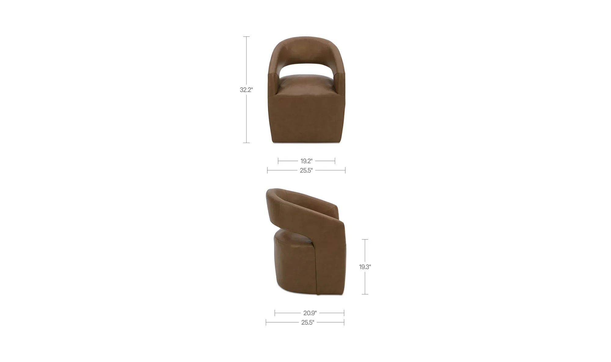 IC Presley Rolling Dining Chair - Dutton Leather 7