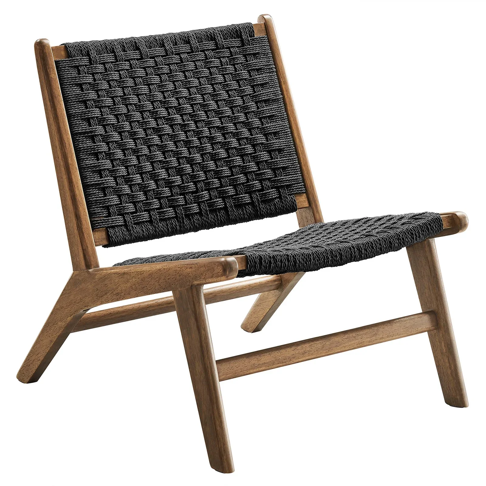 StyledU by IC Saoirse Woven Rope & Walnut Accent Chair - Black