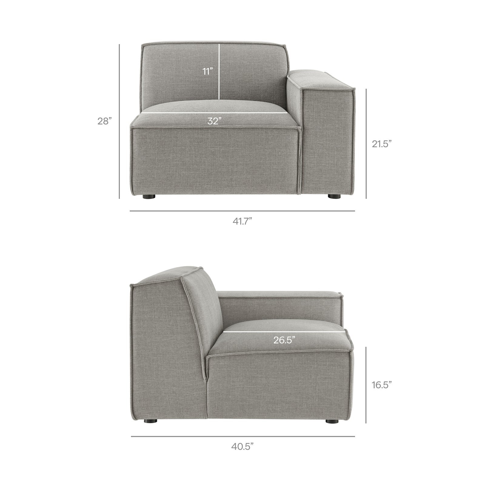 StyledU by IC Asher U-Shape Modular Sofa Pewter 7