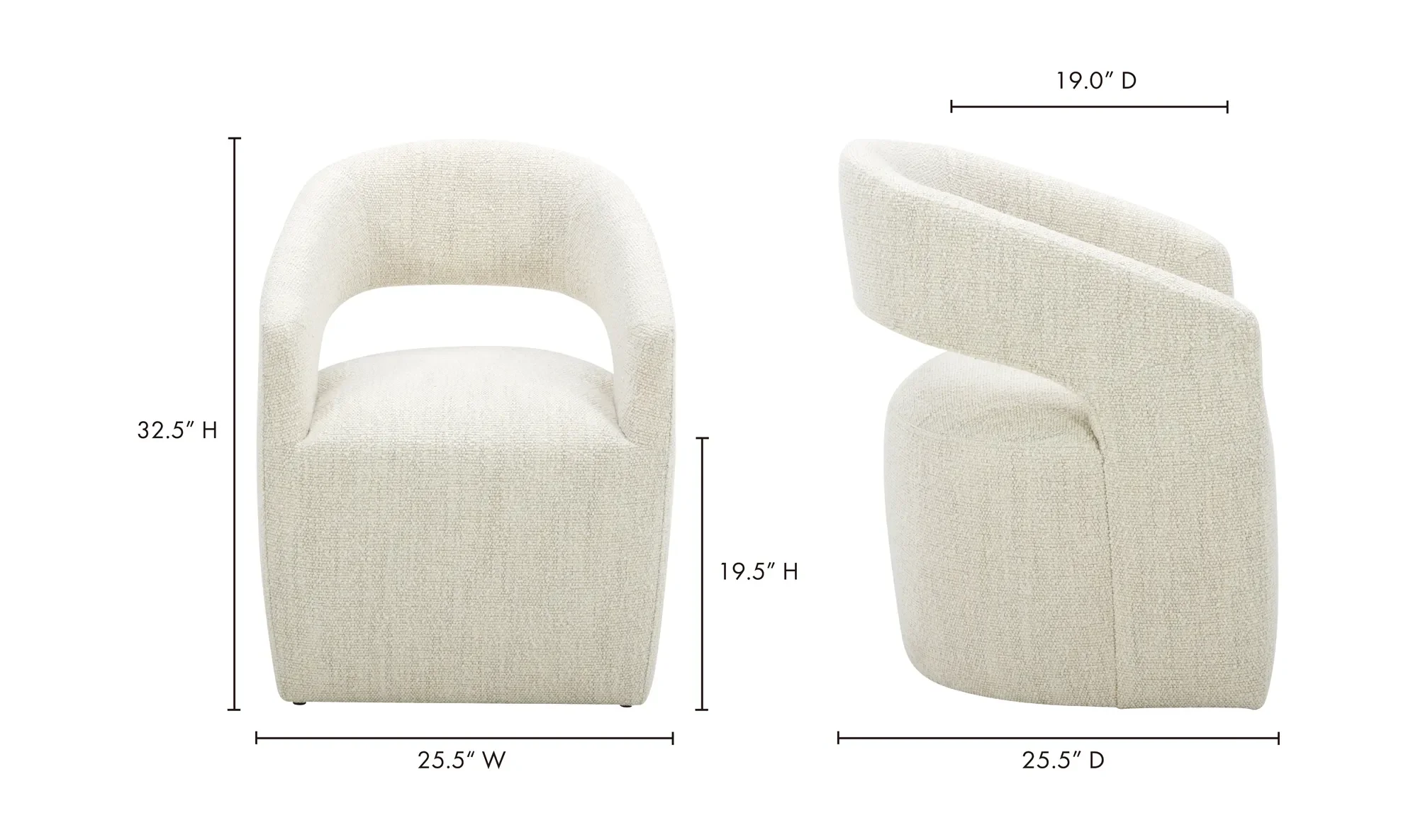 IC Presley Rolling Dining Chair - Ivory 10