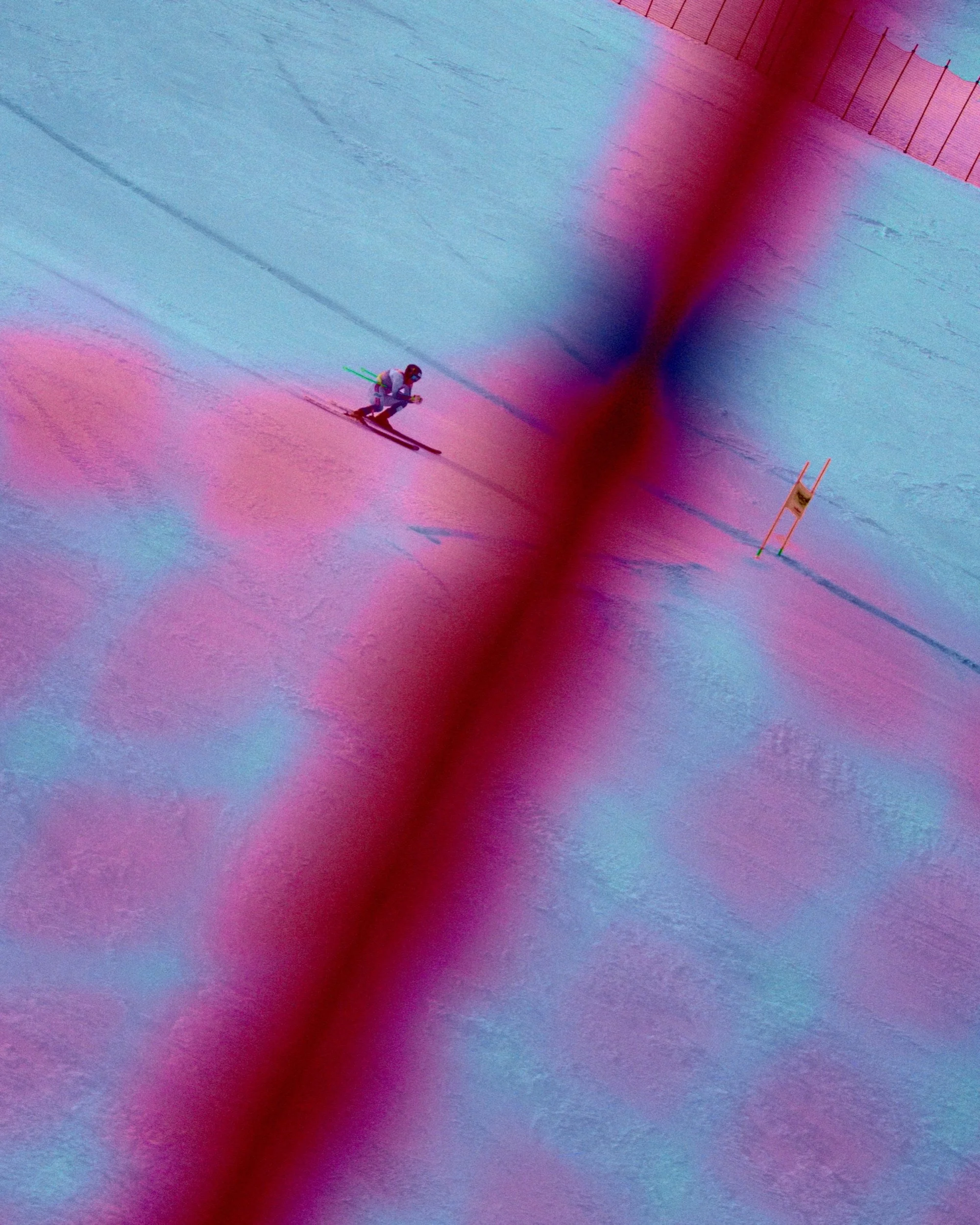 Fredrik Møller (Norway) on the race course at the FIS Alpine World Ski Championships, Saalbach 2025 — ski racing photography by Antonia Bucklitsch