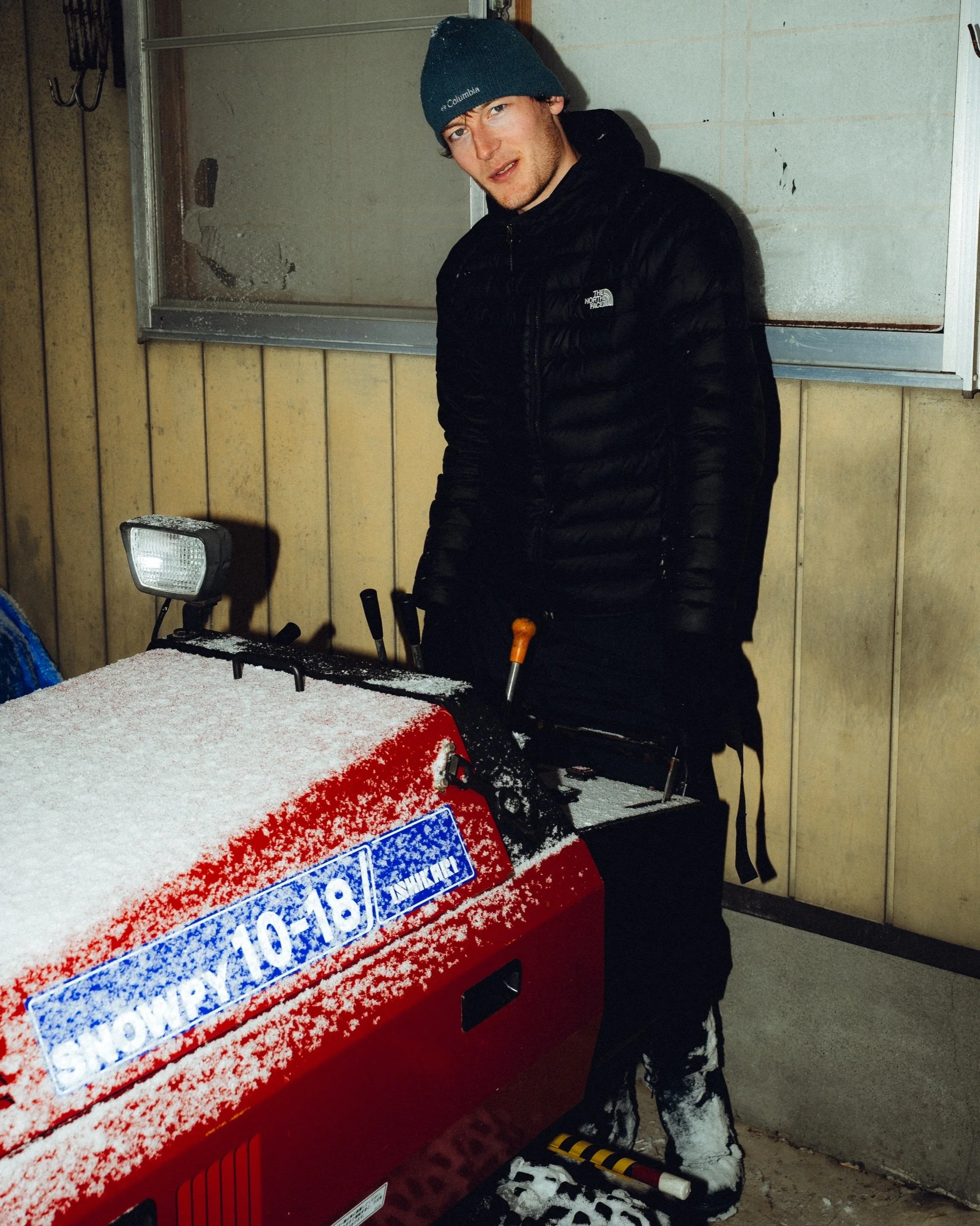 Clearing snow with a snow blower in Furumi, Japan