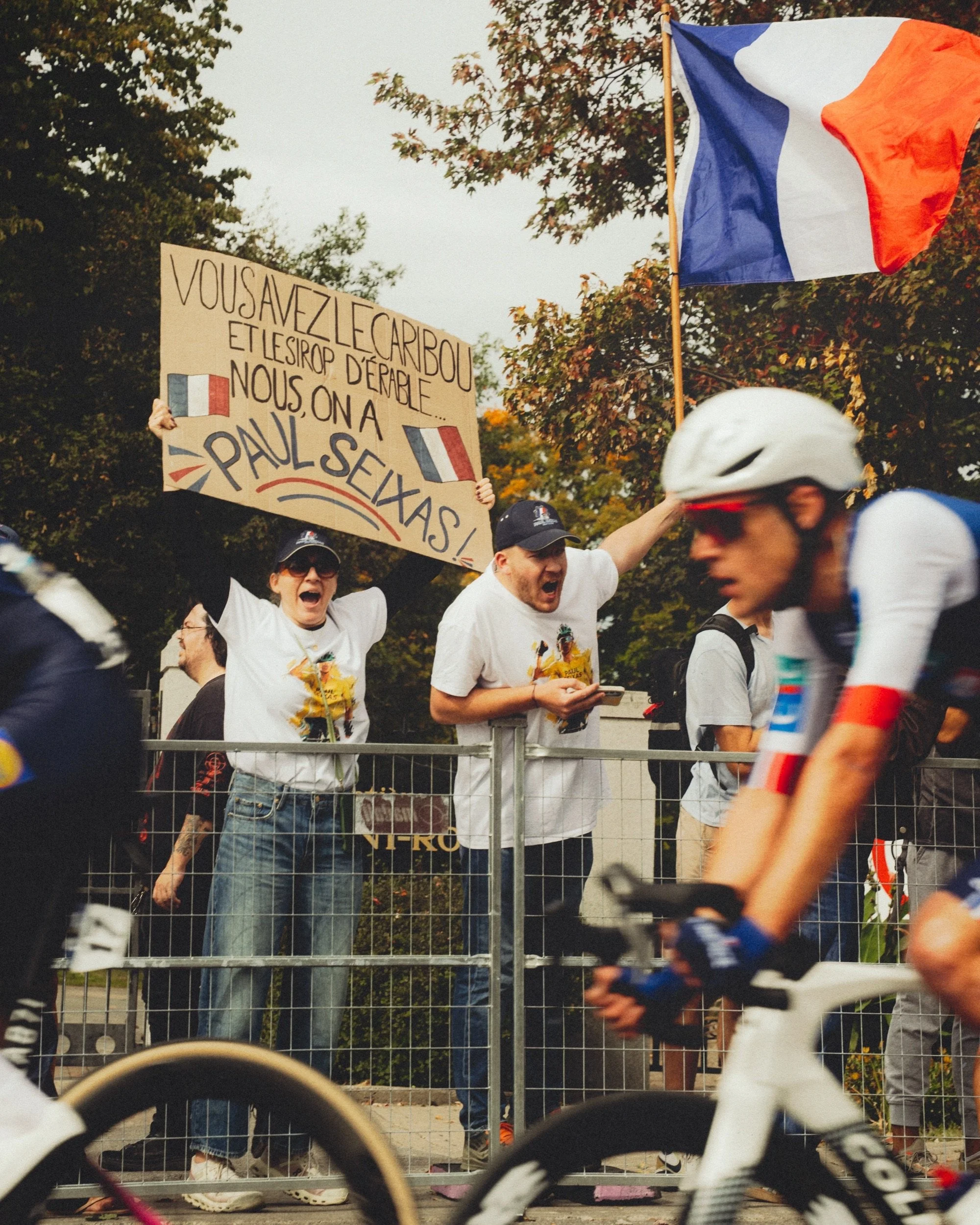 French fans cheering at the mens elite road race, UCI Road World Championships Montréal 2026