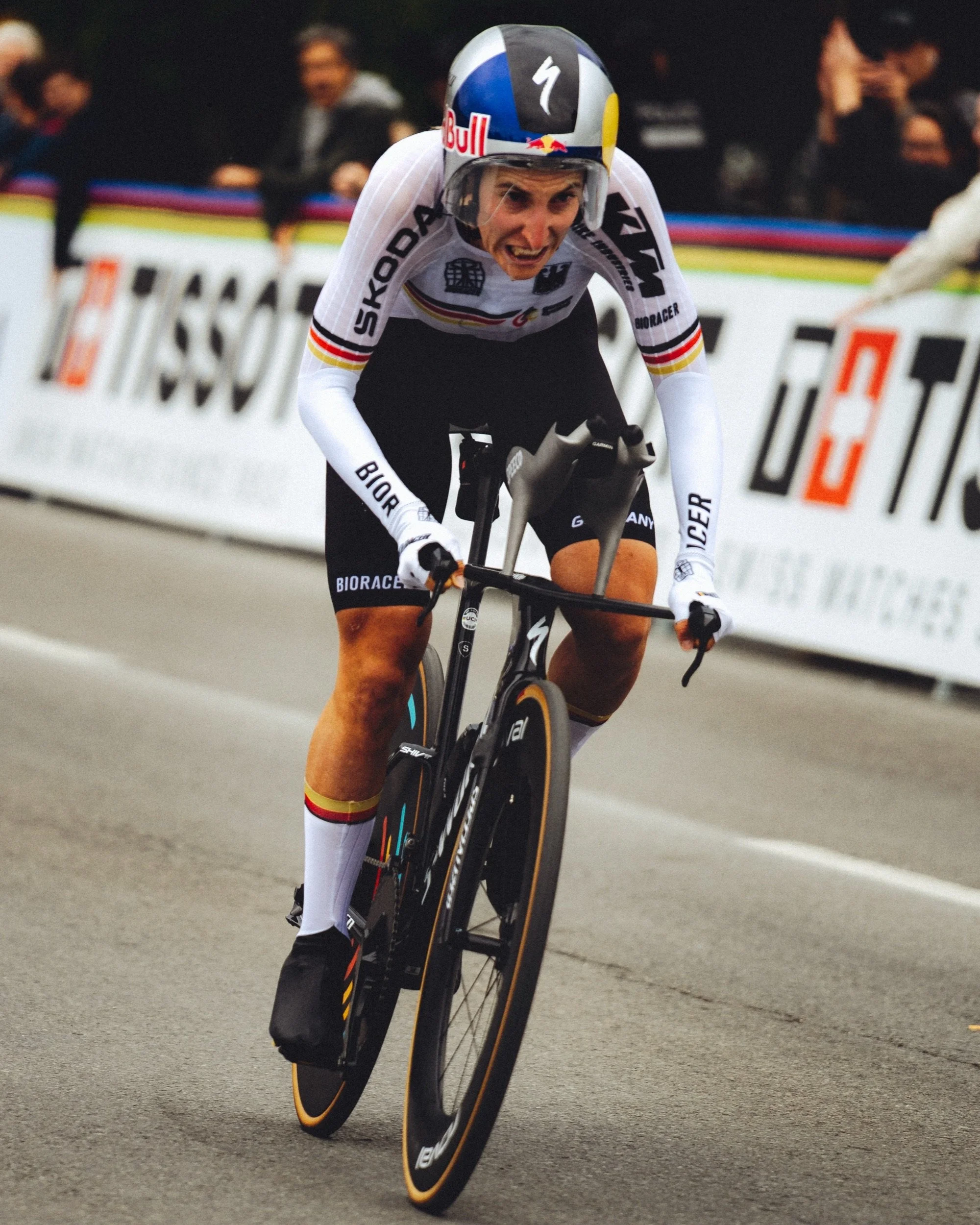 Franziska Koch (Germany) sprinting to the finish in the individual time trial, UCI Road World Championships Montréal 2026