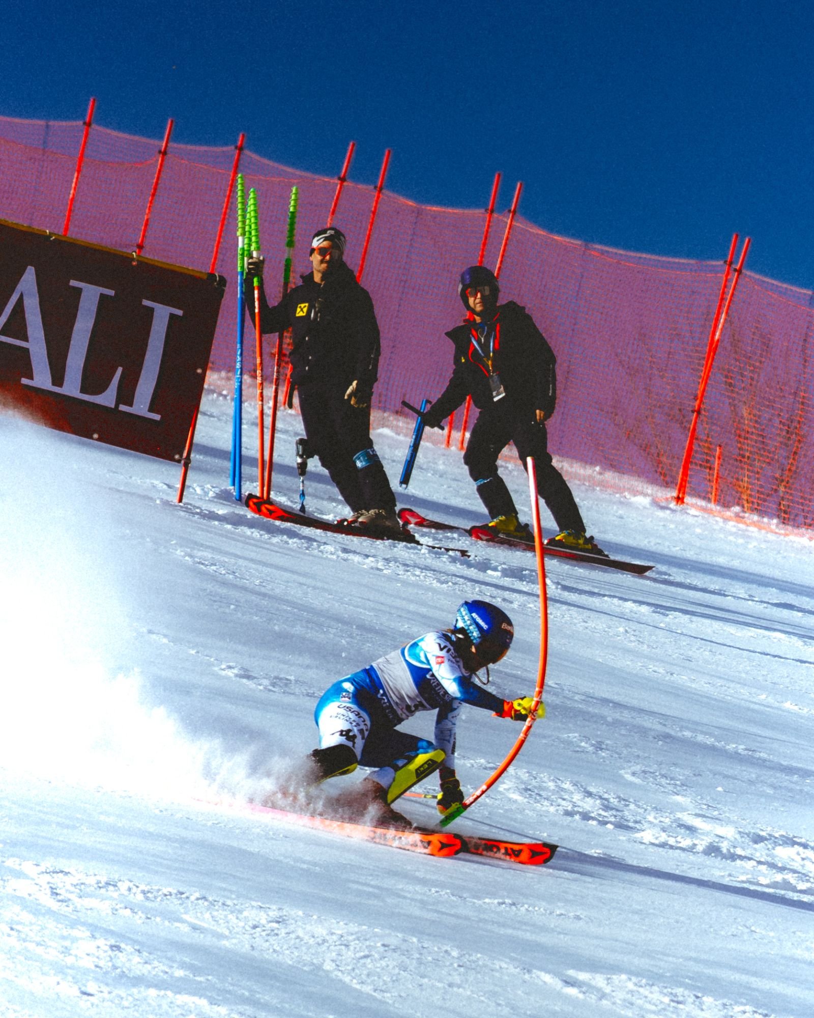 Mikaela Shiffrin (USA, US Ski Team) in slalom training at the FIS Alpine World Ski Championships, Saalbach 2025 — Ski-WM Saalbach 2025, ski racing photography by Antonia Bucklitsch