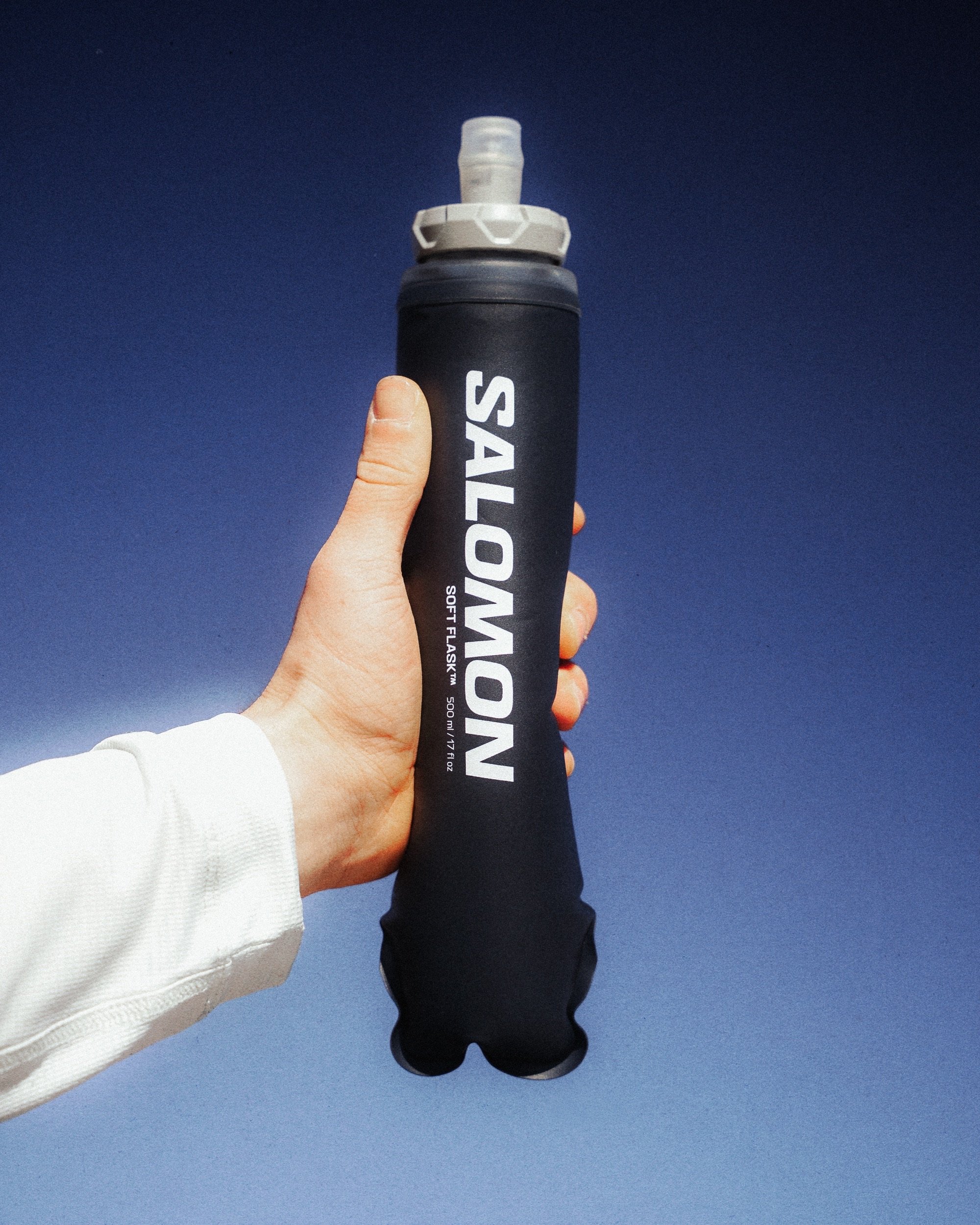 Salomon Soft Flask detail shot on a trail run