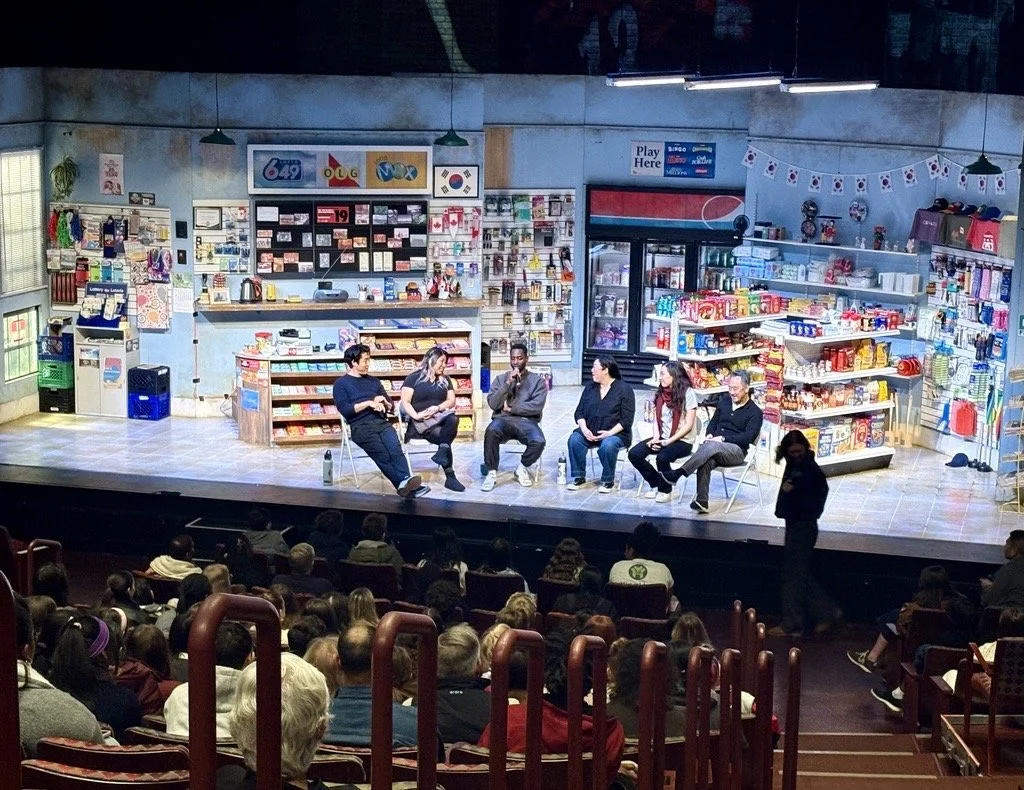 The cast of Kim's Convenience answers questions after a student matinee.