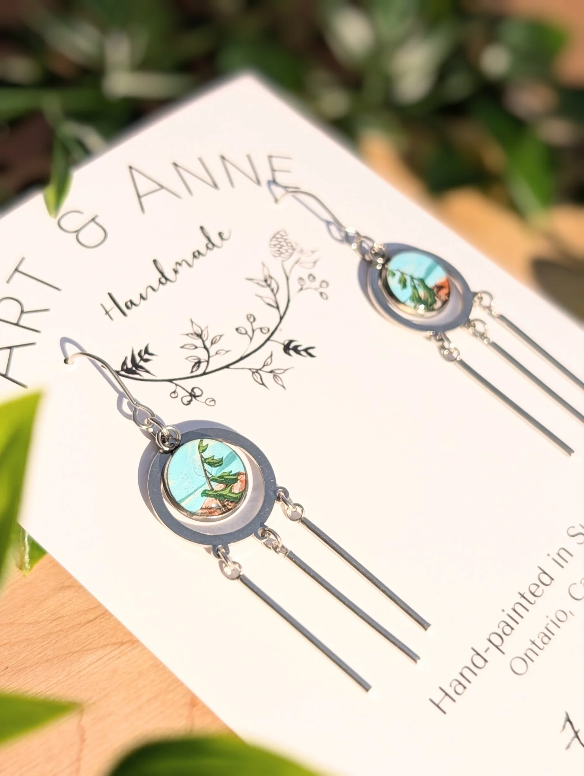 Georgian Bay Windswept Tree Hand-painted Earrings - Fringe