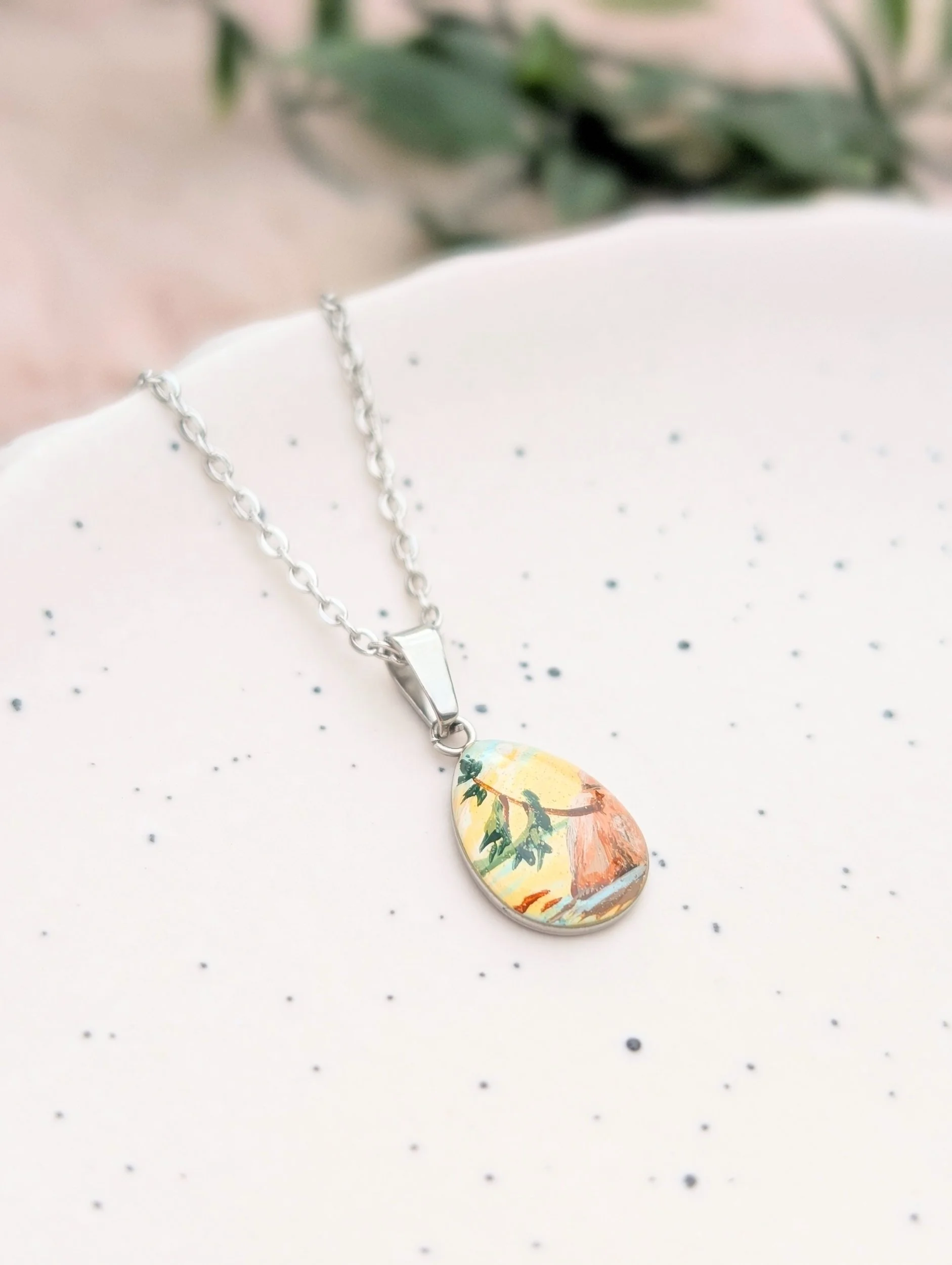 Hand-painted Killarney Teardrop Necklace