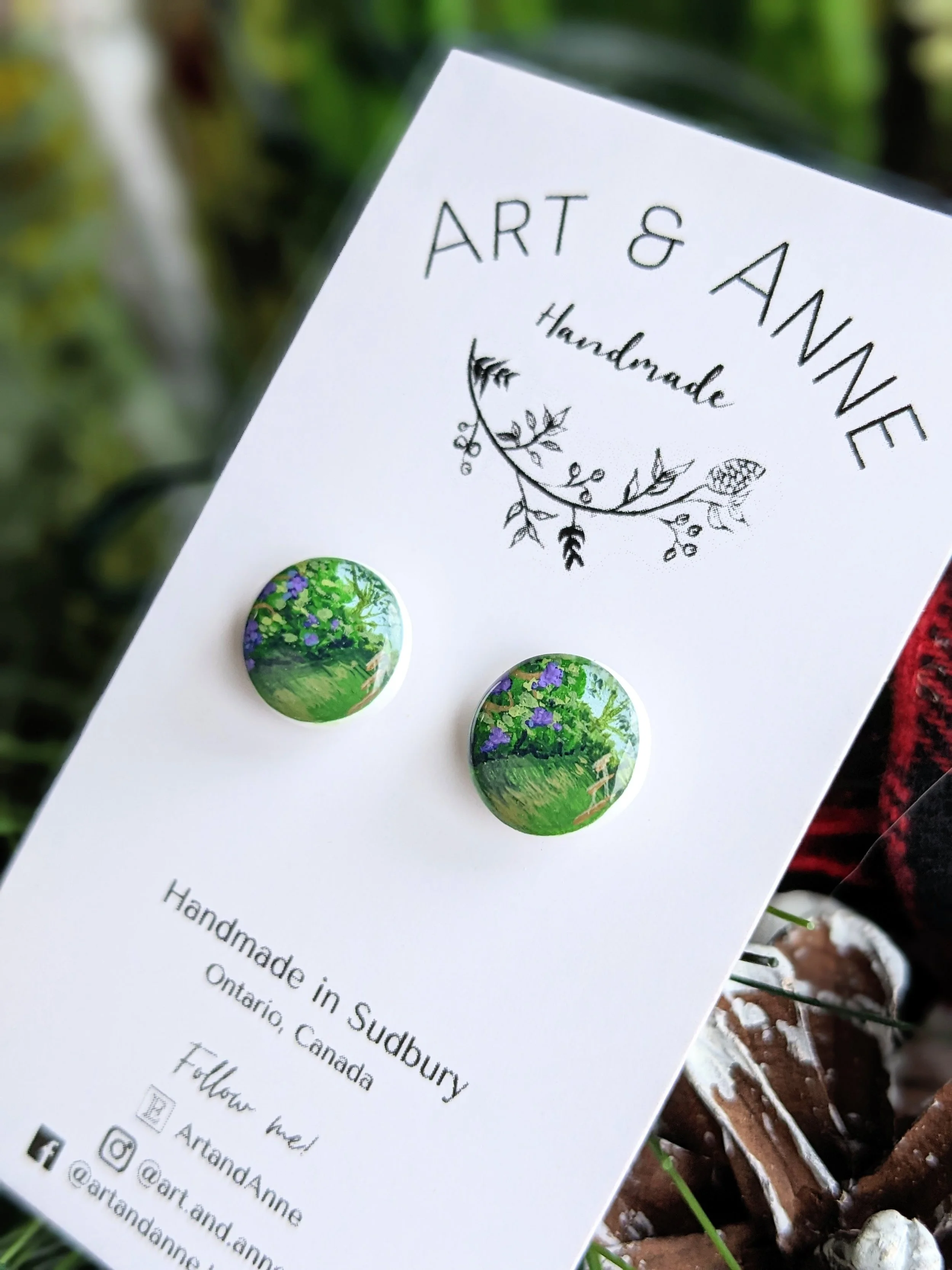 Custom hand-painted vineyard stud earrings (2022)