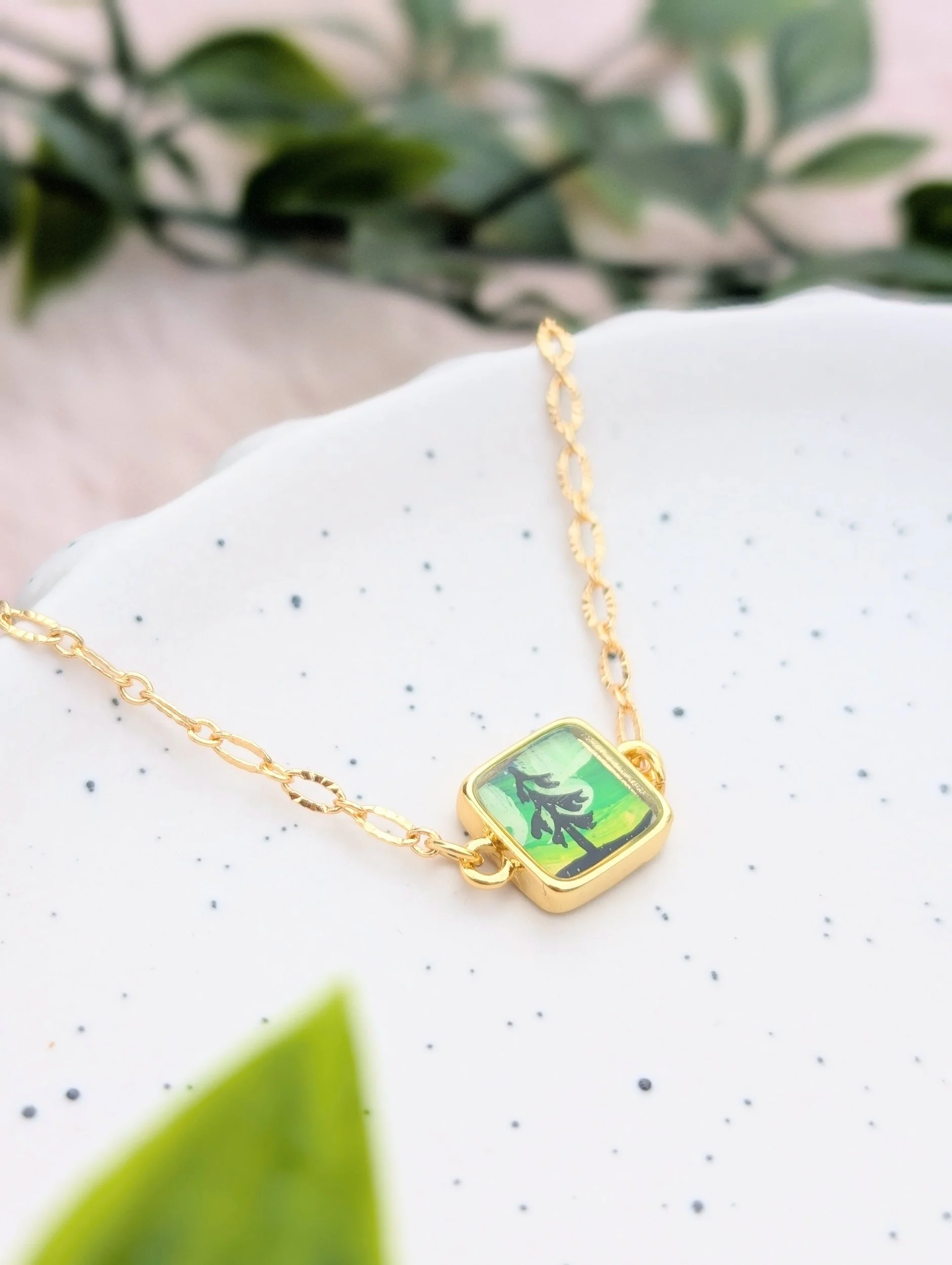 Northern lights Hand-painted Bracelet - Gold Plated