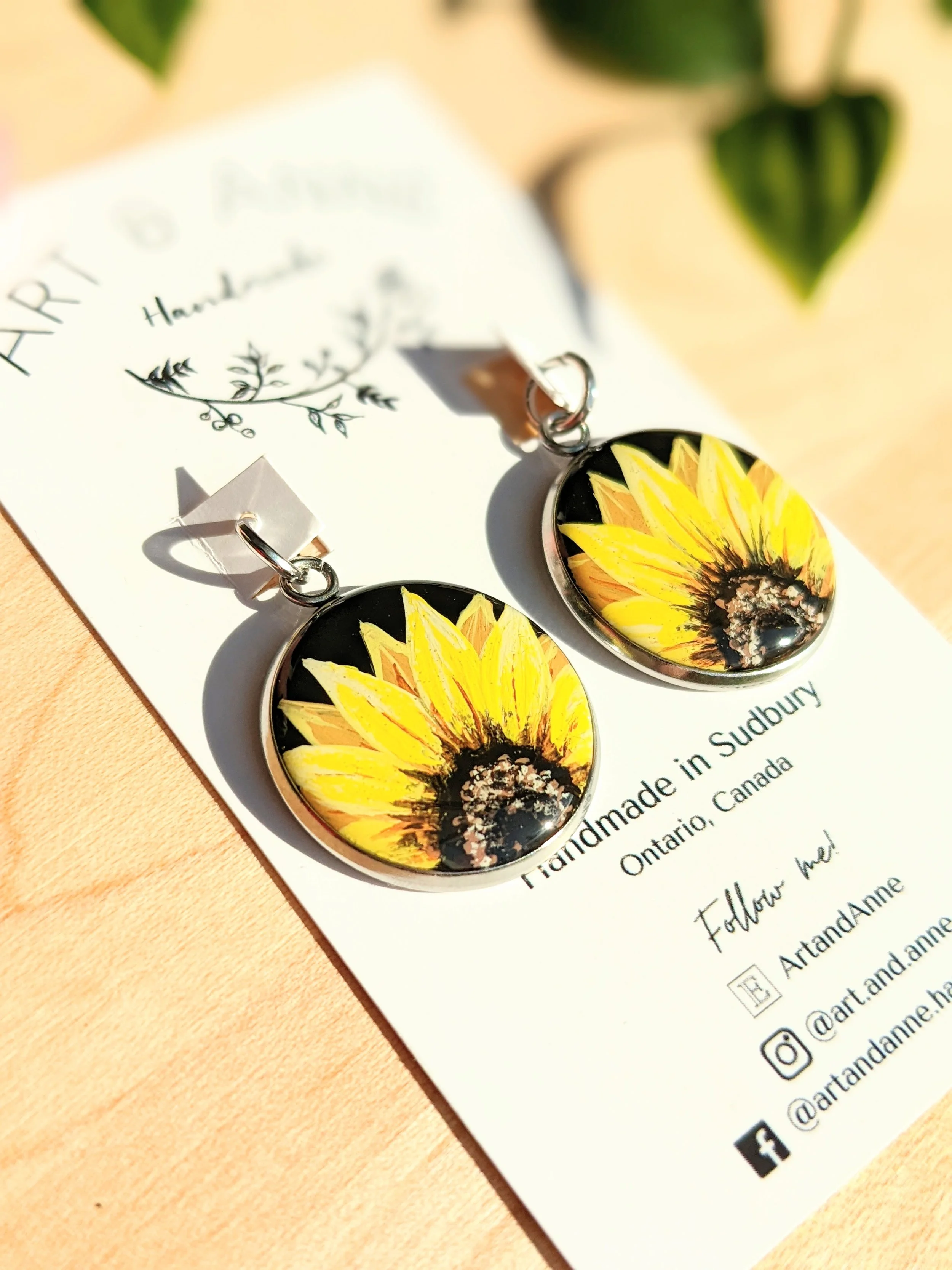 Custom hand-painted sunflower charms (2022)