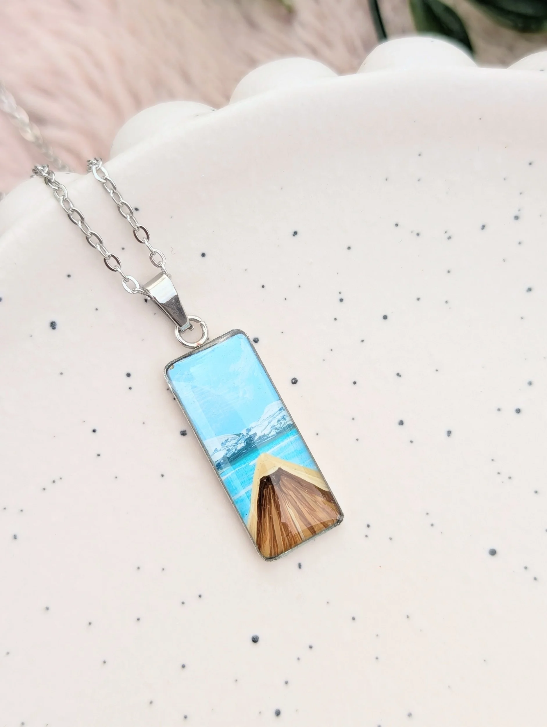 Hand-painted Cedar Canoe Necklace - Bar