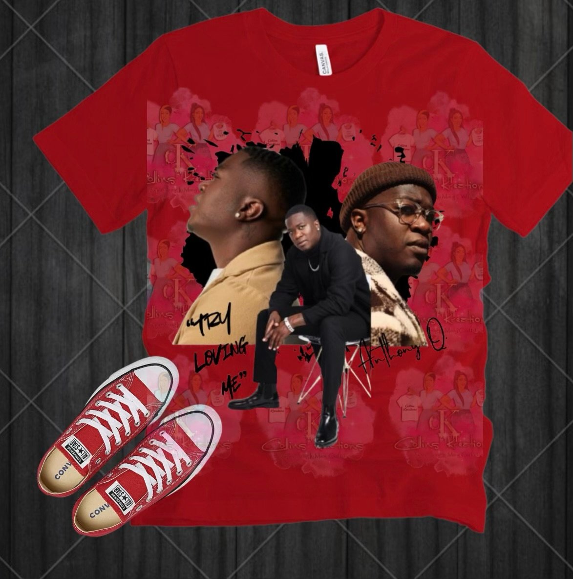 AQ collage tee (red)
