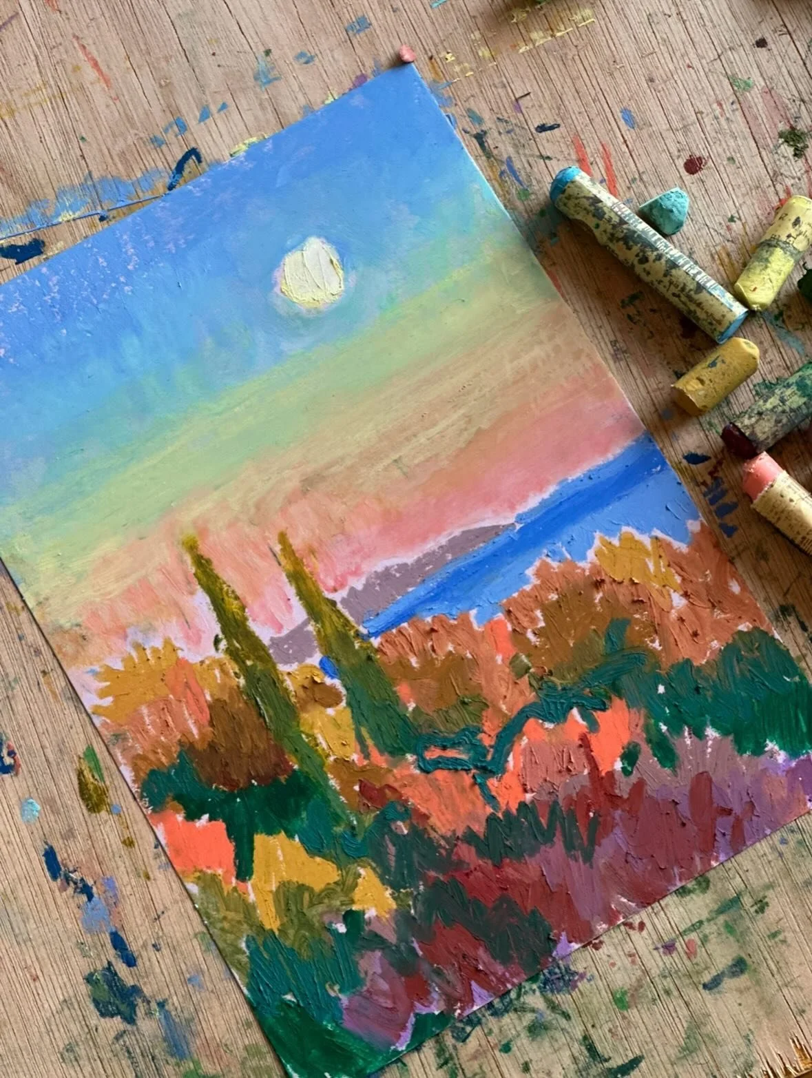 Playing with pastels again - working out compositions and colour palettes. Love their texture and power💥the pigments are so vibrant 🌈 I&rsquo;m having a lot of fun working in this new medium. 

Hopefully will have a little series framed and ready s