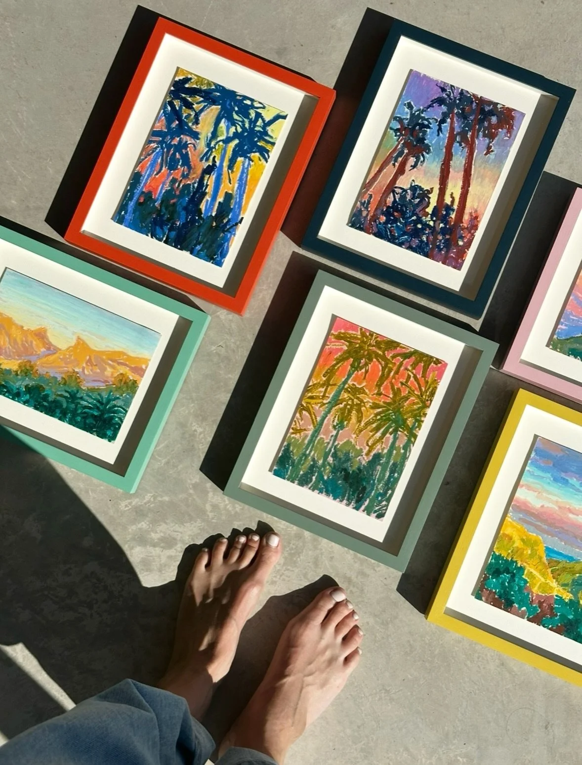 💥 My latest collection of framed oil pastels will go live later on today - sign up to my newsletter to be notified (link in bio) or just drop me a message and I&rsquo;ll add you 

💥 Views from Mallorca and Dorset, and a series of Palms as my obsess