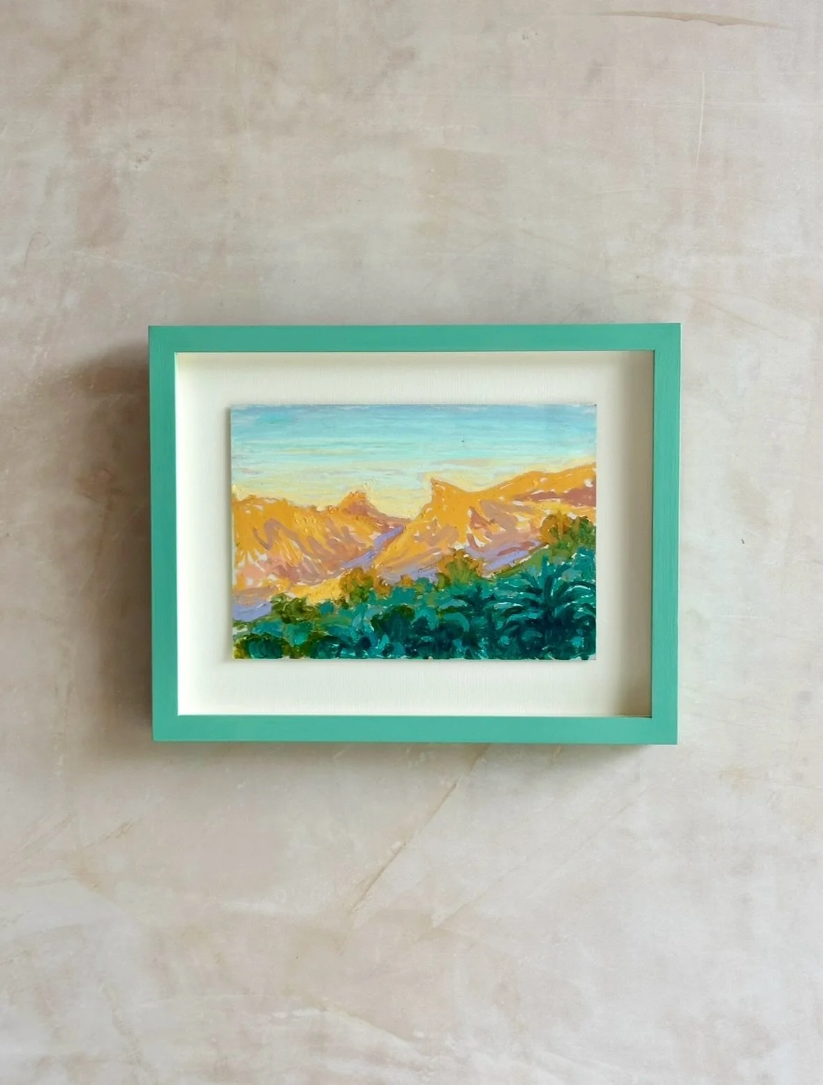 💥 6 NEW framed oil pastels are now available on my website (head to the link in my bio)

Some favourite views from my travels over the last year that I&rsquo;ve been itching to turn into paintings and pastels since. Golden light on Mallorcan mountai