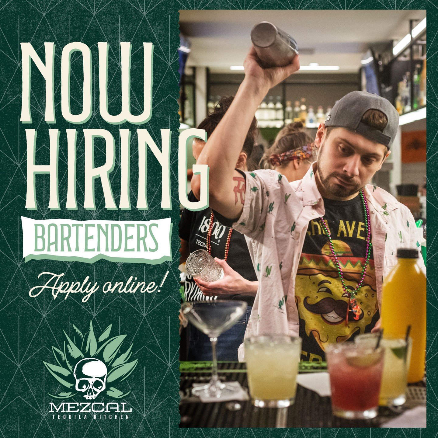 Now hiring bartenders to join the team at Mezcal. If you thrive in a fast-paced, lively, and fun environment, we want YOU!⁠
⁠
Niche Hospitality Group offers competitive wages, awesome benefits, and plenty of room to grow within the company. If you, o