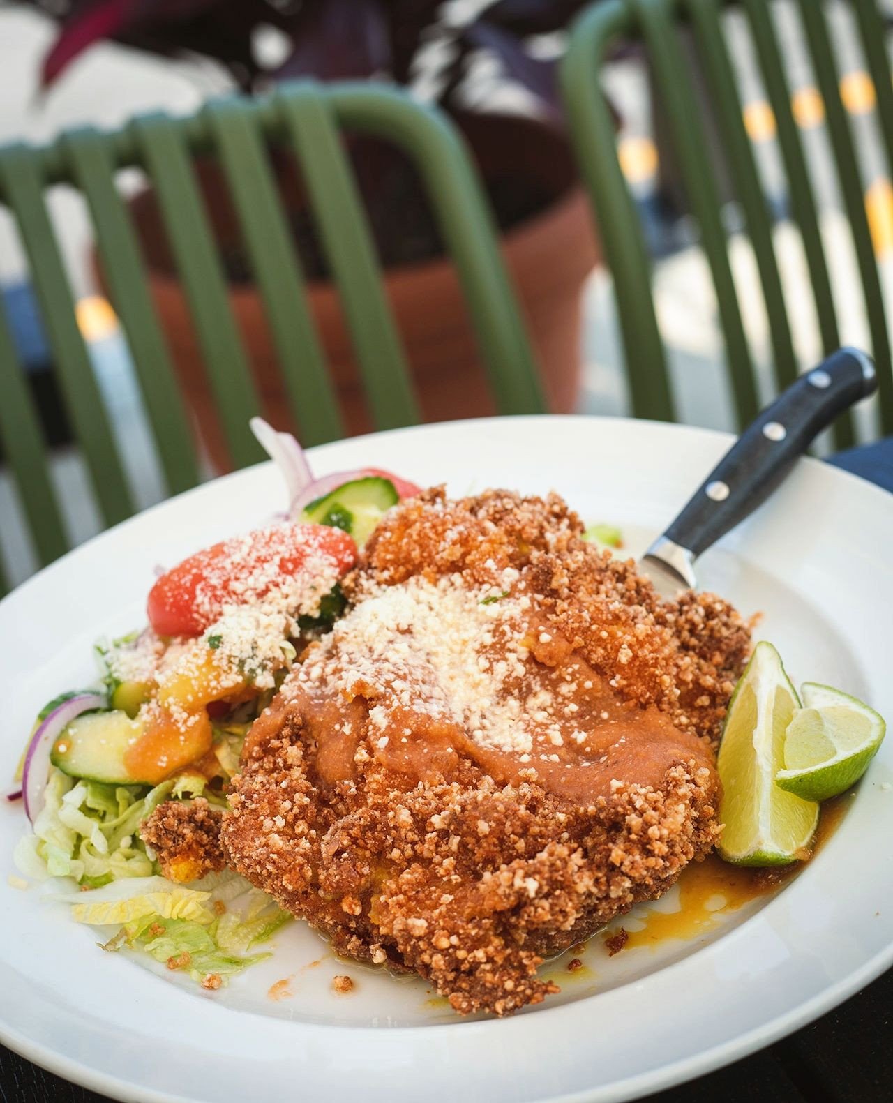 Go home Milanesa, you're drunk 😄 ⁠
⁠
Tacos are forever. This 'Milanesa con Salsa Borracha' is not. You're gonna want to to get this tonight.⁠
⁠
Fried pork cutlet, Alma de Jaguar tequila spiked roasted tomato salsa, shredded lettuce, cucumber, tomato