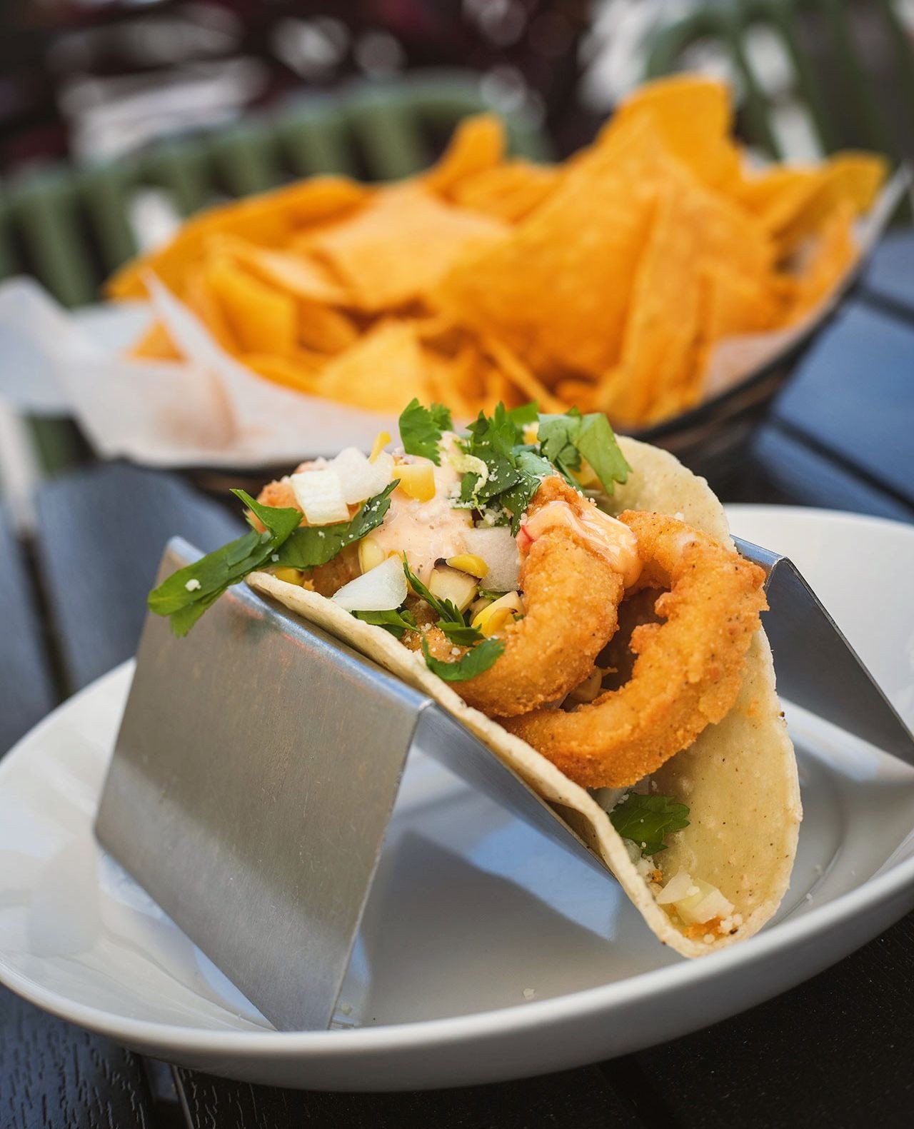 Fried calamari tacos and strawberry pineapple guac? Yes chef.