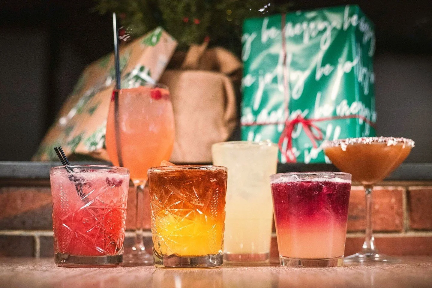 Holiday spirits are flowing right now. All new cocktails for all your "let's grab a drink" nights...or days. We don't judge. ⁠
⁠
MISGUIDED MISTLETOE⁠
Misguided Reposado, Pama, Lemon &amp; Lime Juice, Cranberry Juice, Rosemary Simple Syrup⁠
