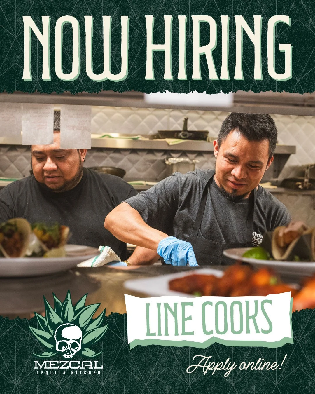 We're looking for passionate line cooks to join the team at Mezcal. If you thrive in a fast-paced environment, take pride in your craft, and want to work alongside a team that loves what they do, we'd love to meet you.⁠
⁠
Competitive pay. Great team.