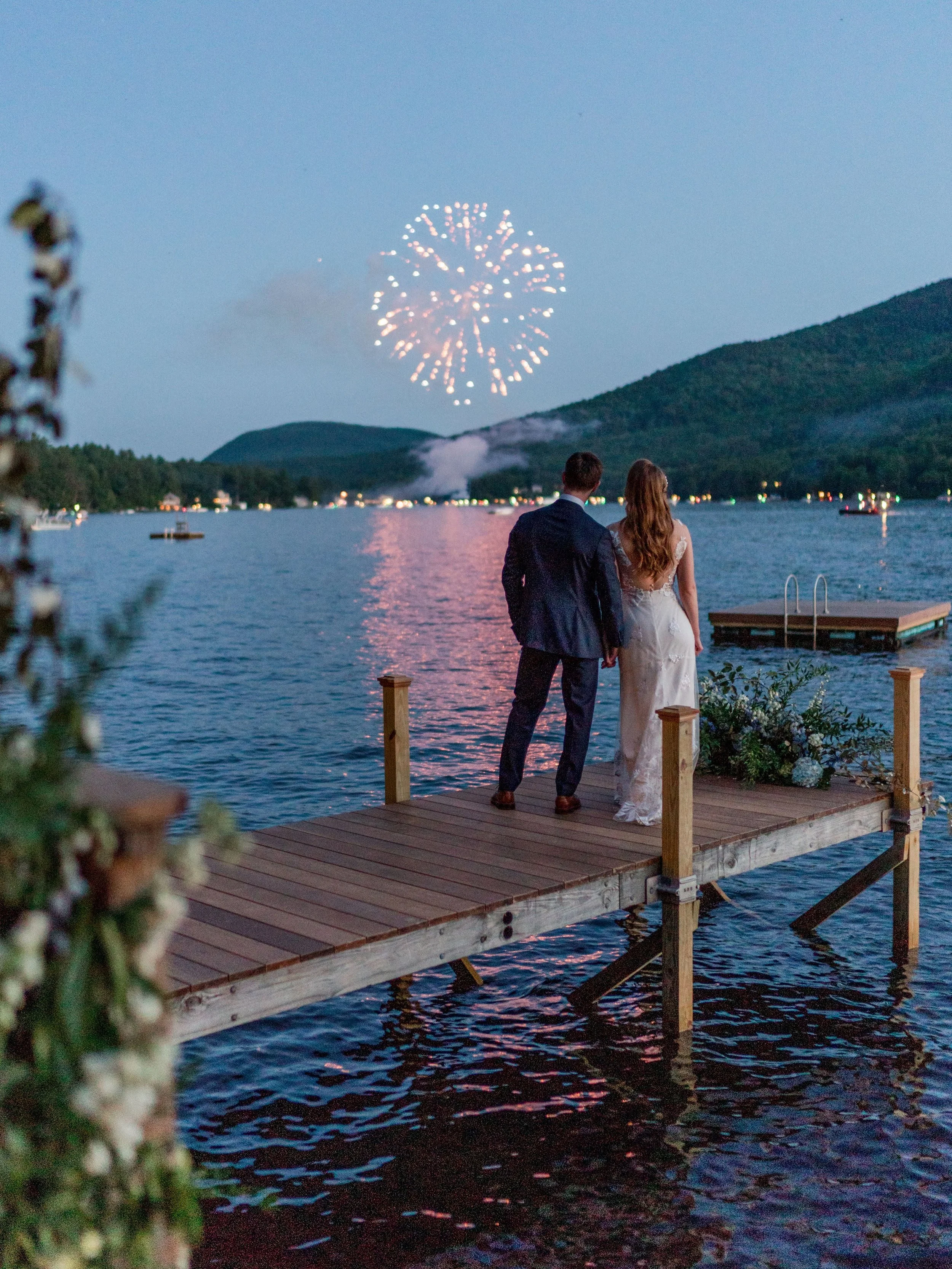 Bride and Groom listen to bayside wedding music for reception