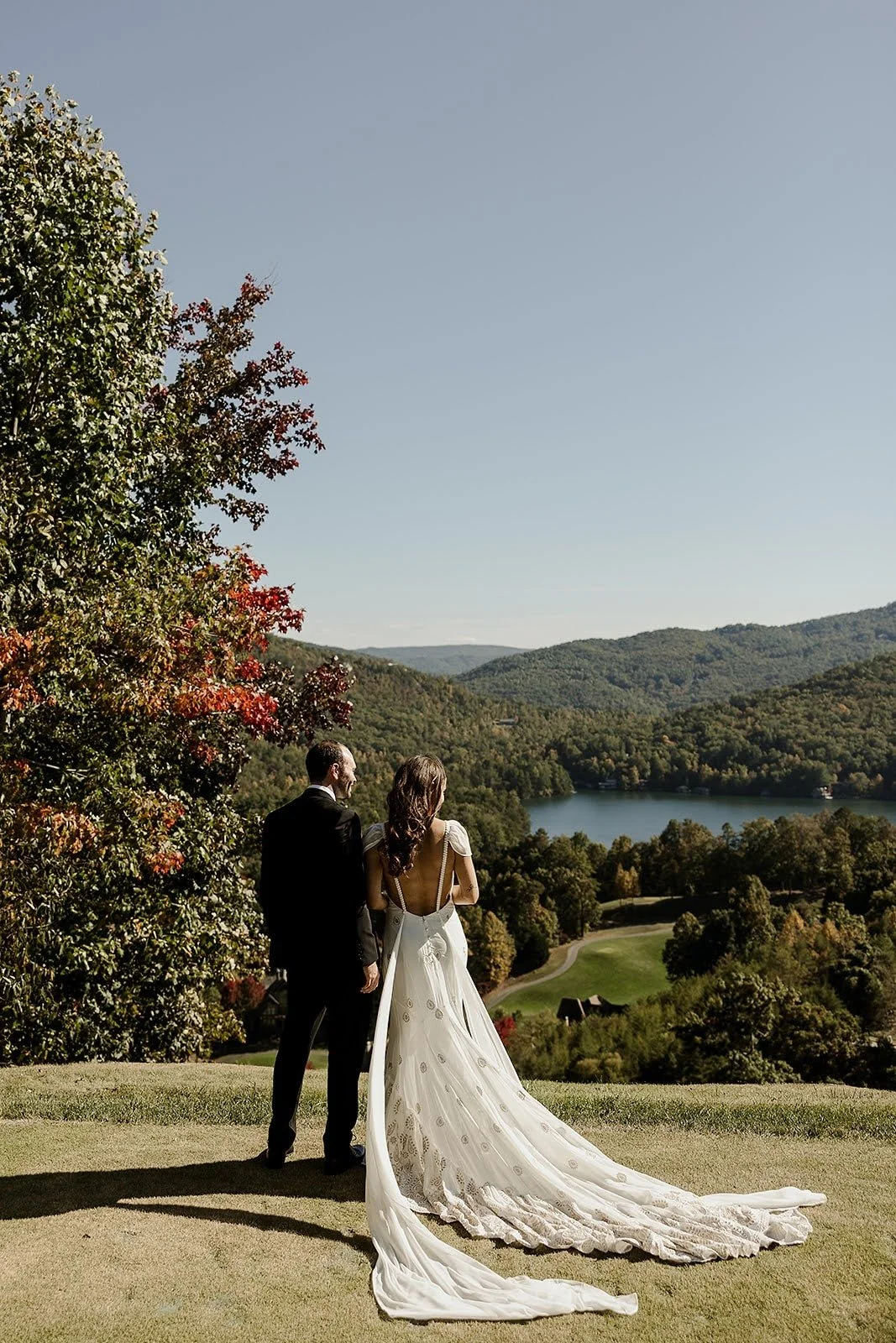 Groom and Bride listen to top-notch wedding music at ceremony