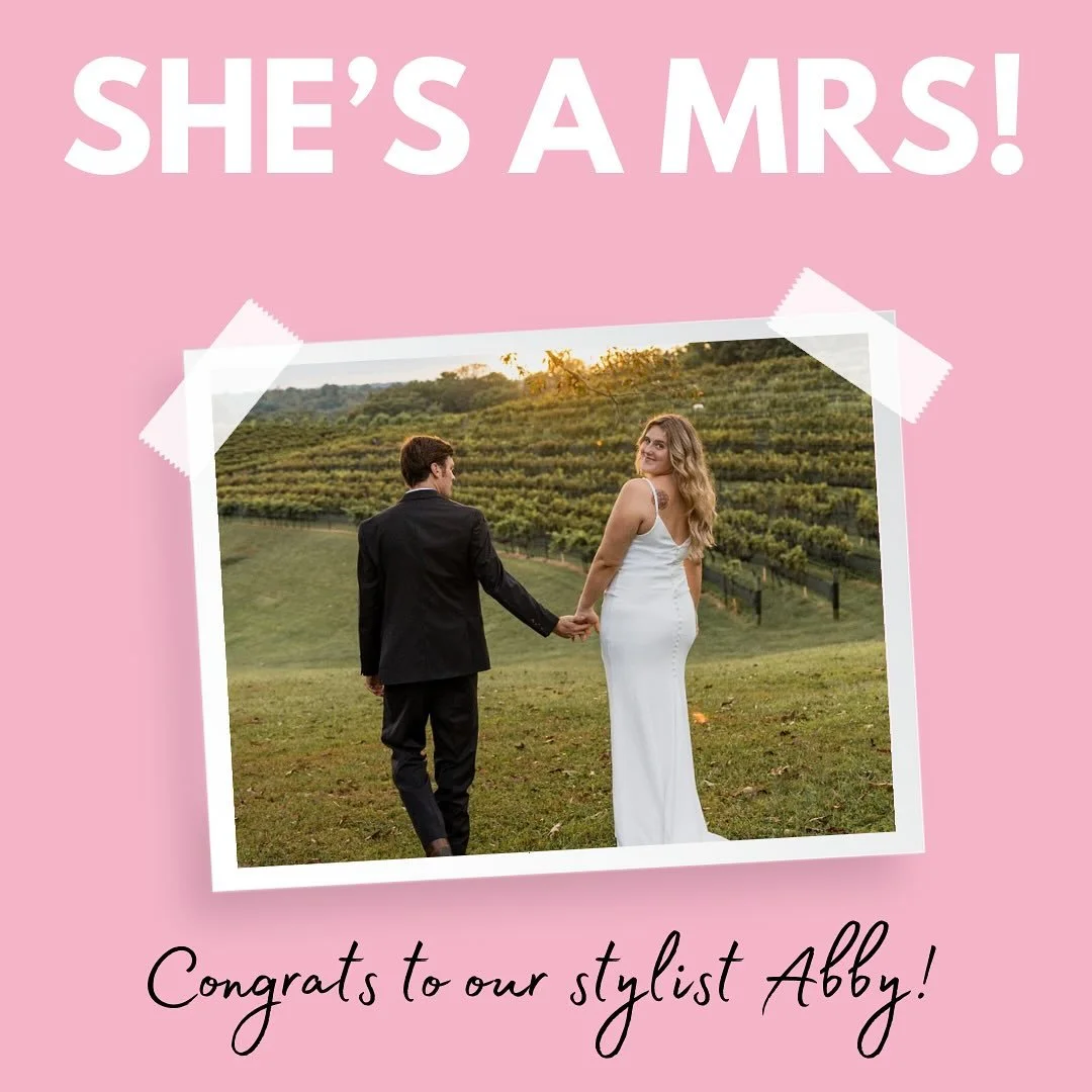 ✨ She said I do! ✨
Our sweet stylist Abby tied the knot with her fianc&eacute; Gus last week, and our hearts couldn&rsquo;t be happier for these two! 💍💖 

Help us congratulate the beautiful newlyweds, we are over the moon excited for this next chap