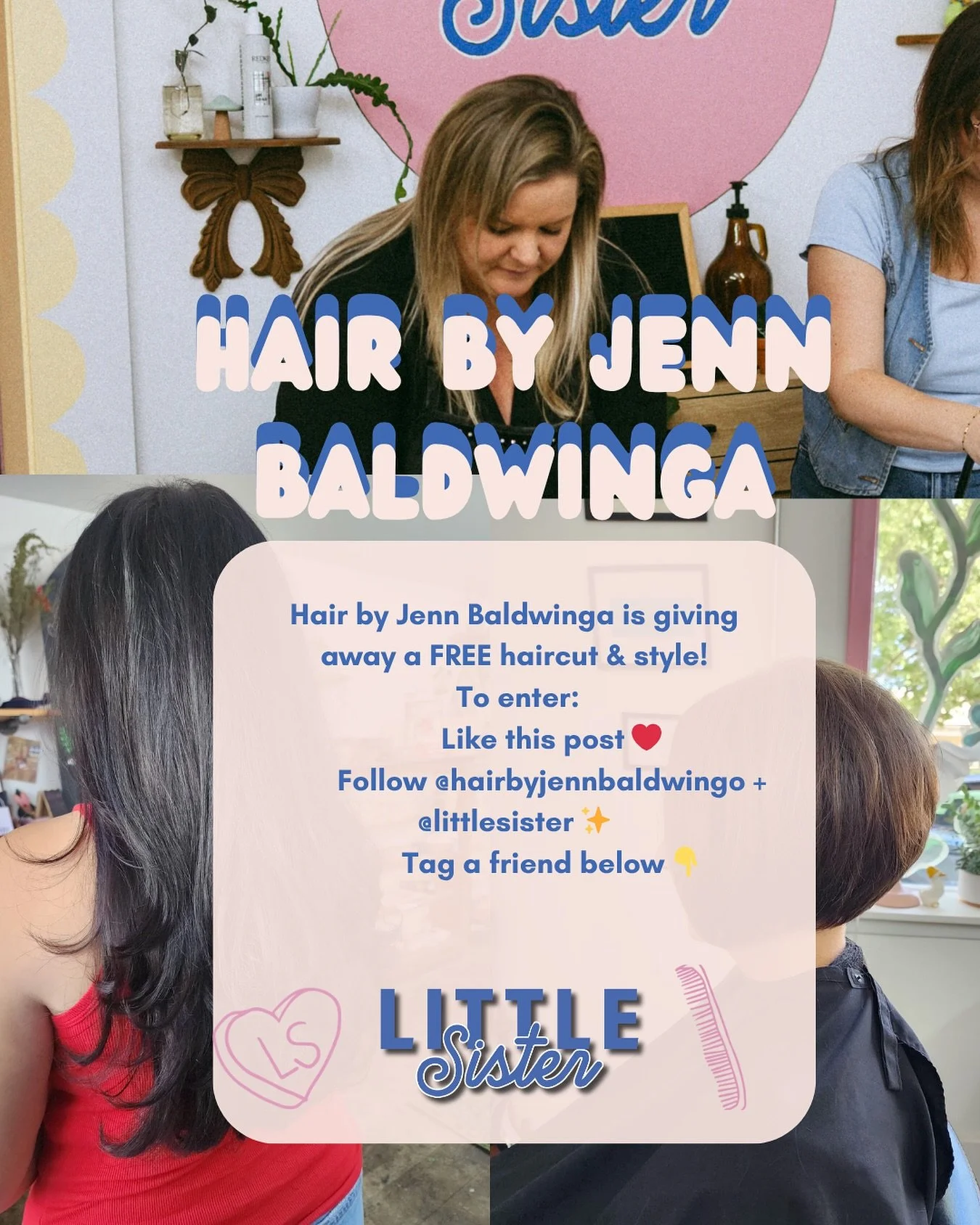 β¨ First up in our giveaway lineup! β¨
Hair by Jenn Baldwinga is giving away a FREE haircut + style! π‍βοΈ
How to enter:
1οΈβ£ Follow all stylist ; @manesbyabs @hairbyjennbaldwinga @chealsemorgan @cosmocaroline_ @led2betterhair + @littlesisterdahlon