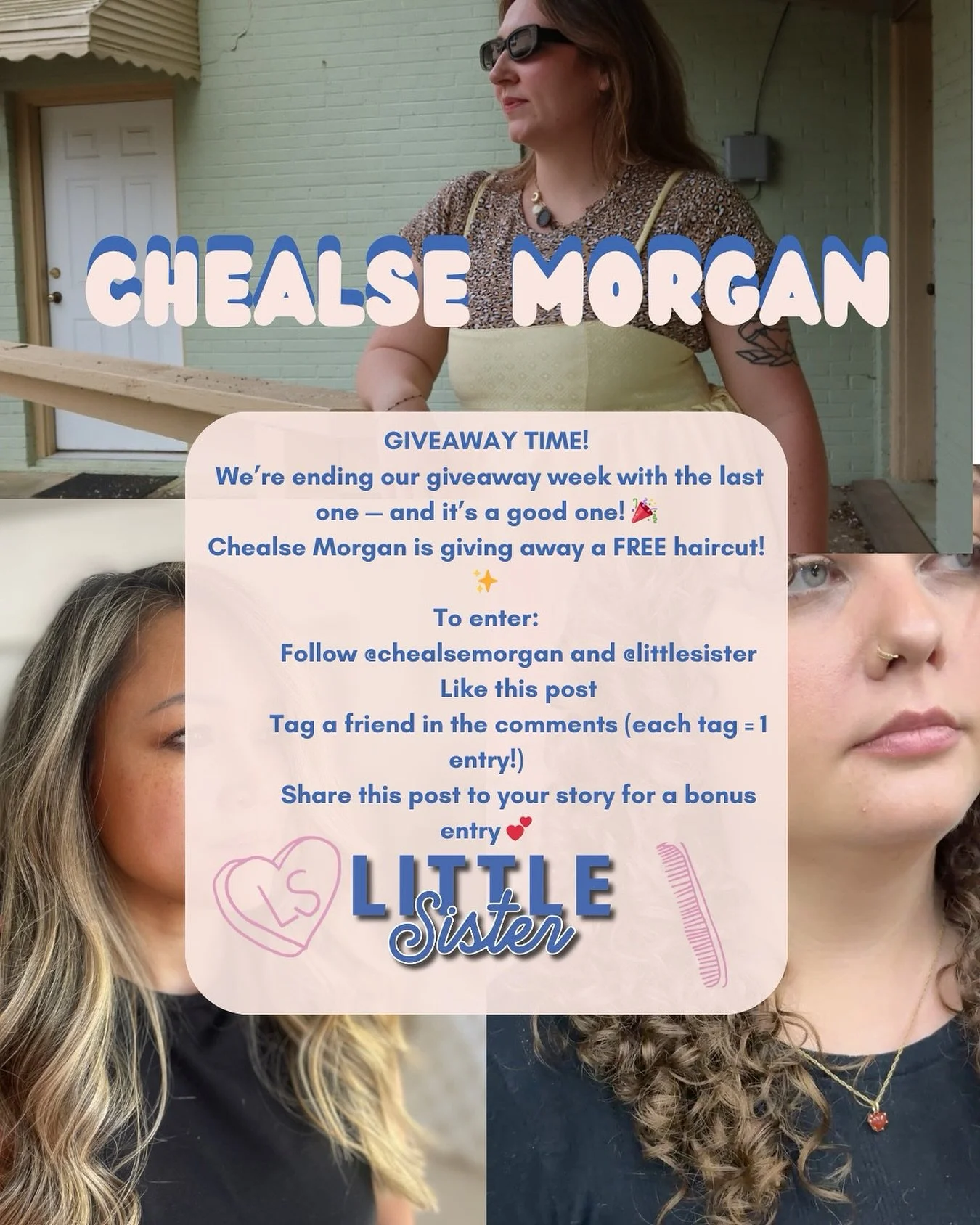 π‍βοΈ GIVEAWAY TIME! π‍βοΈ
We’re ending our giveaway week with the last one — and it’s a good one! π
Chealse Morgan is giving away a FREE haircut! β¨
To enter:
1οΈβ£ Follow @chealsemorgan @manesbyabs @hairbyjennbaldwinga @led