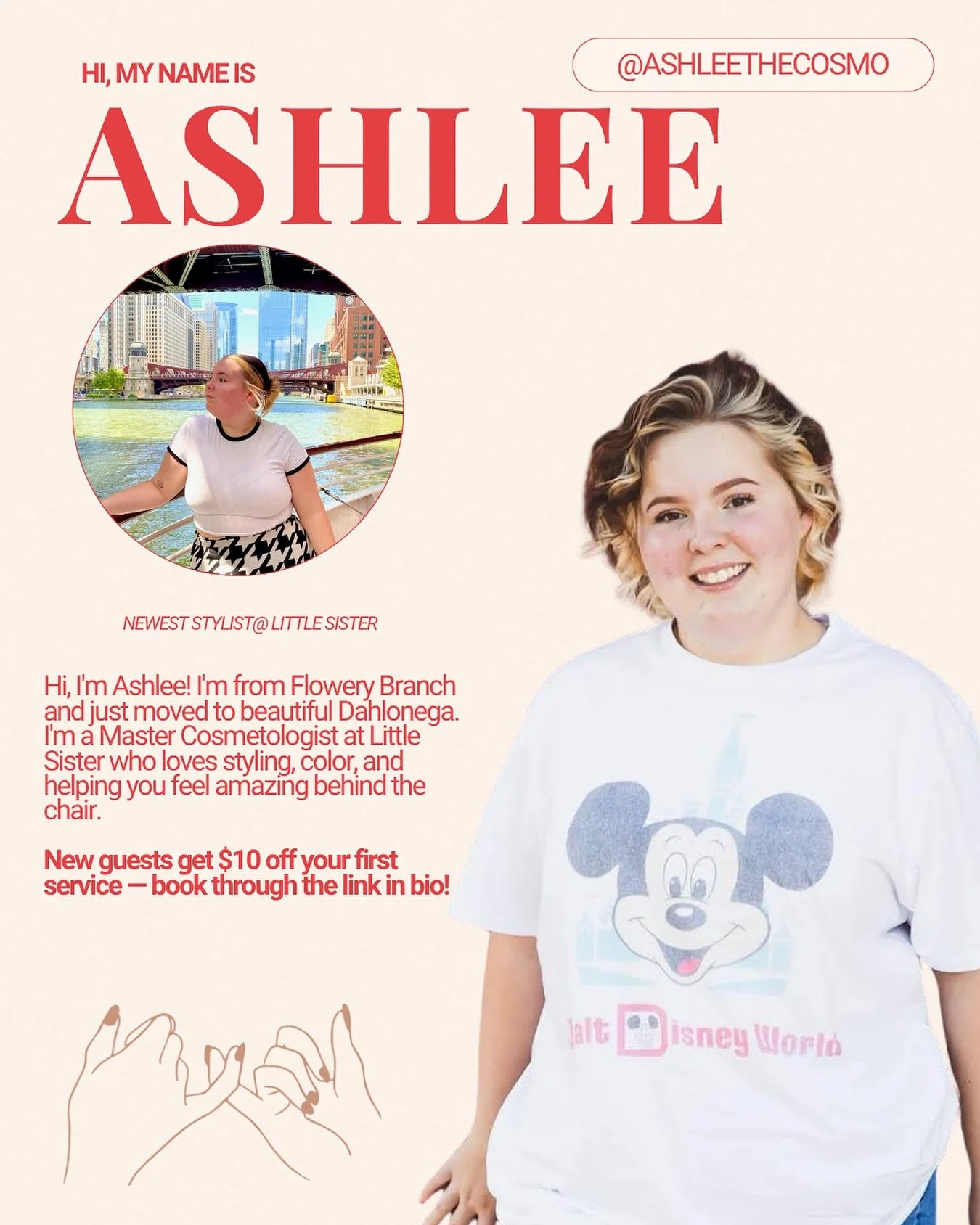 ✨ Meet our new stylist, Ashlee! ✨
With a passion for great hair , she&rsquo;s ready to make you feel your best 💇&zwj;♀️
Book now with her and get $10 off your first appointment!
📅 Tap the link in bio to book your spot &mdash; don&rsquo;t wait, her 