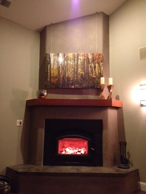 Stucco fireplace