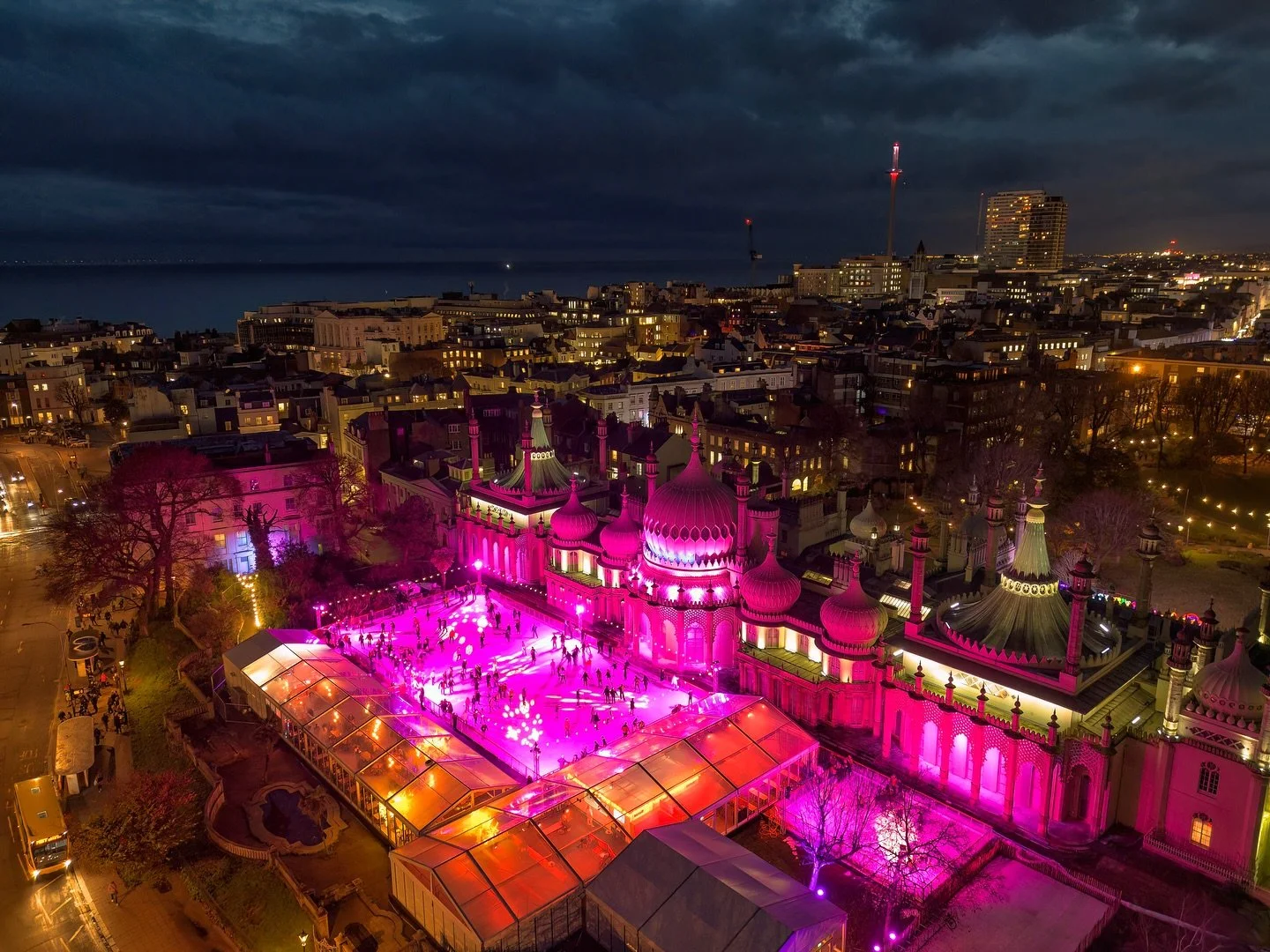 After around 400 man days of work, 30 HGV&rsquo;s, 17 contractors and LOTS of water, the Royal Pavilion Ice Rink has returned for 2025! @j.r.g.productions are incredibly to proud to once again deliver this much loved festive attraction to one of the 