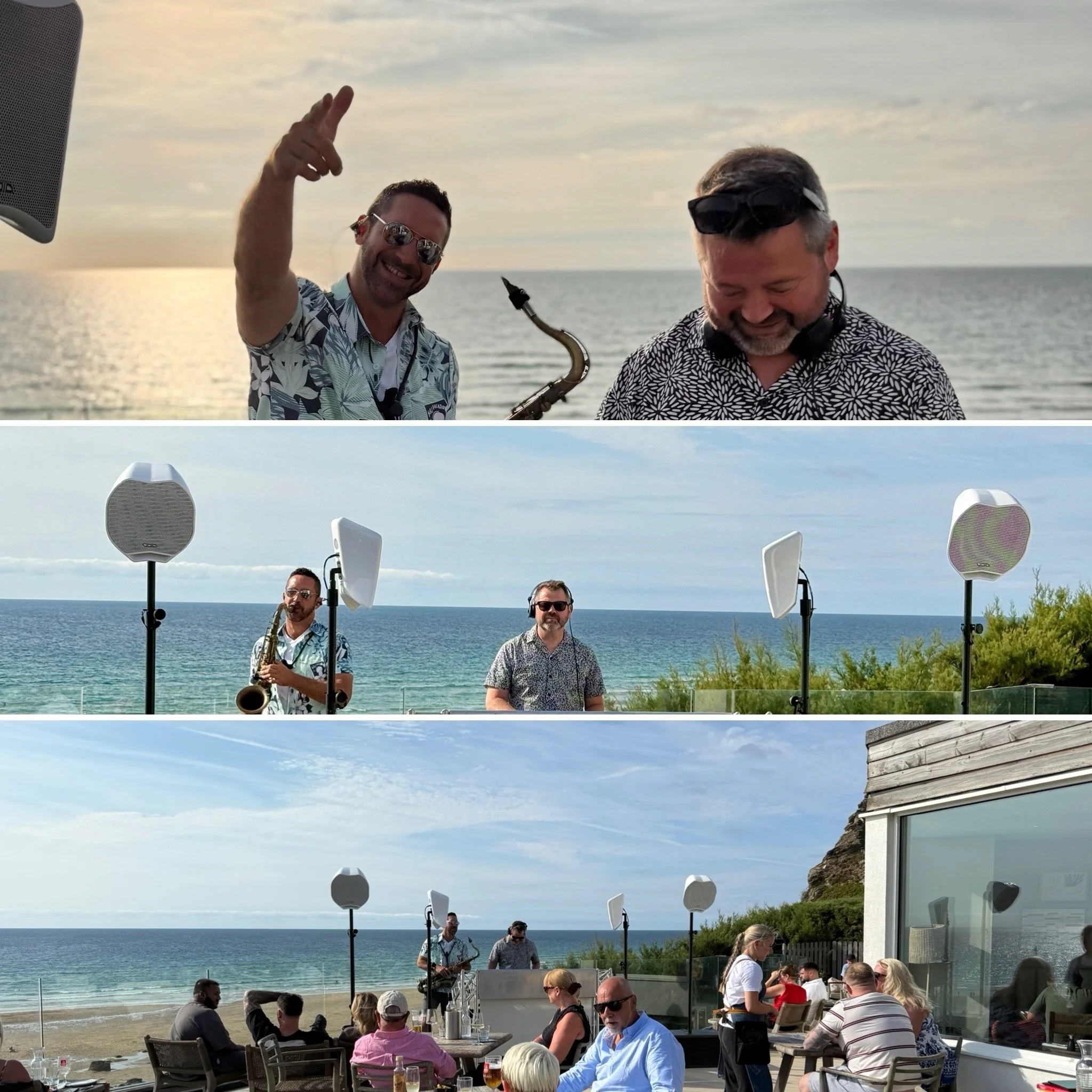 Looking outside, it&rsquo;s hard to believe we were doing this a couple of weeks ago! We had the upmost pleasure of supporting @love_deluxx with the hugely talented @paulonsax on the stunning @watergatebay terrace on what now feels like the last day 