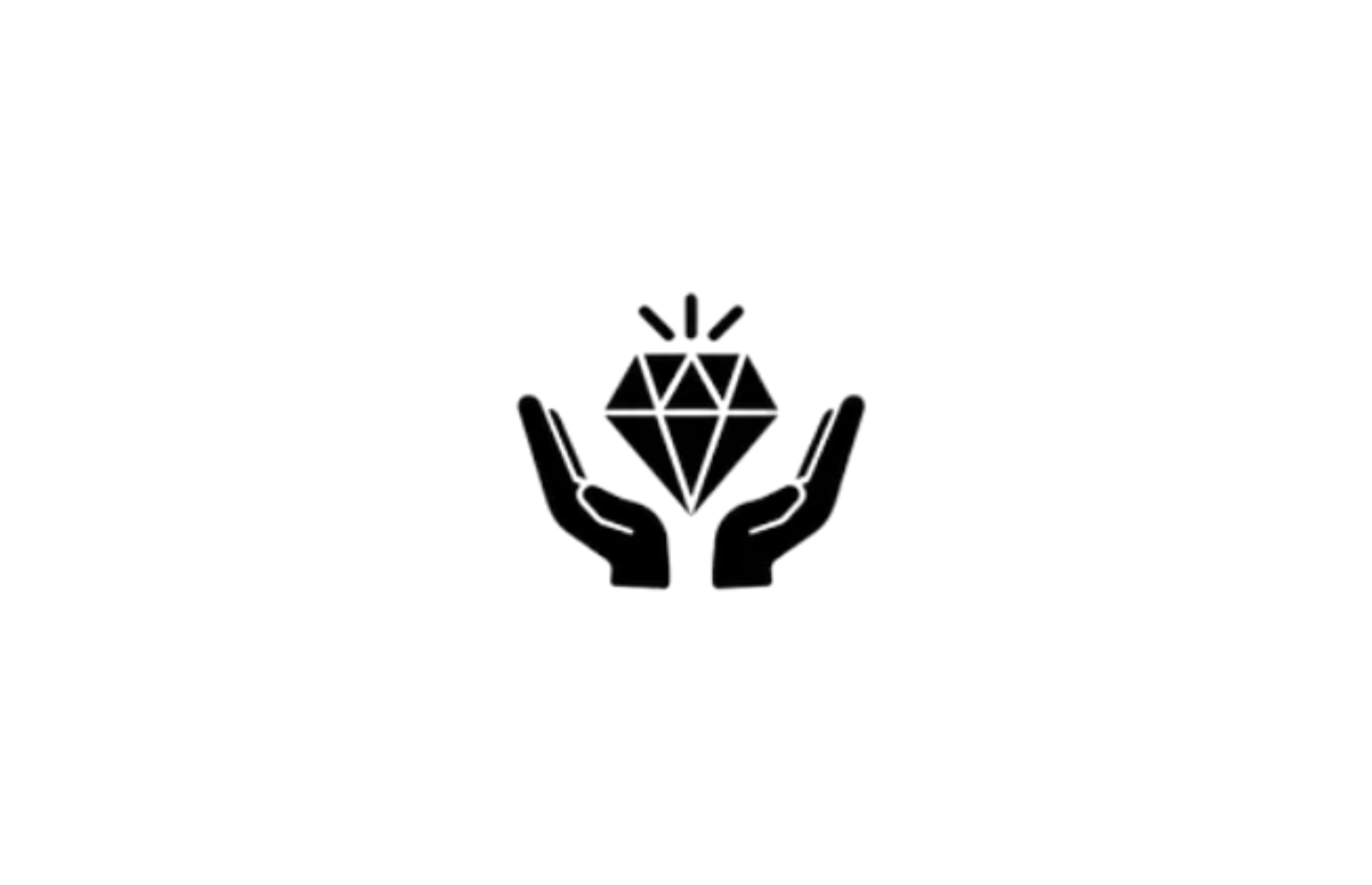A pair of hands holding a geometric diamond-shaped object with a dark background and purple glow.