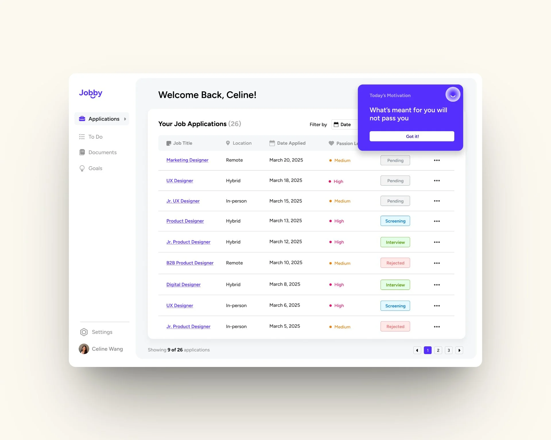 Jobby - Job Tracking Dashboard