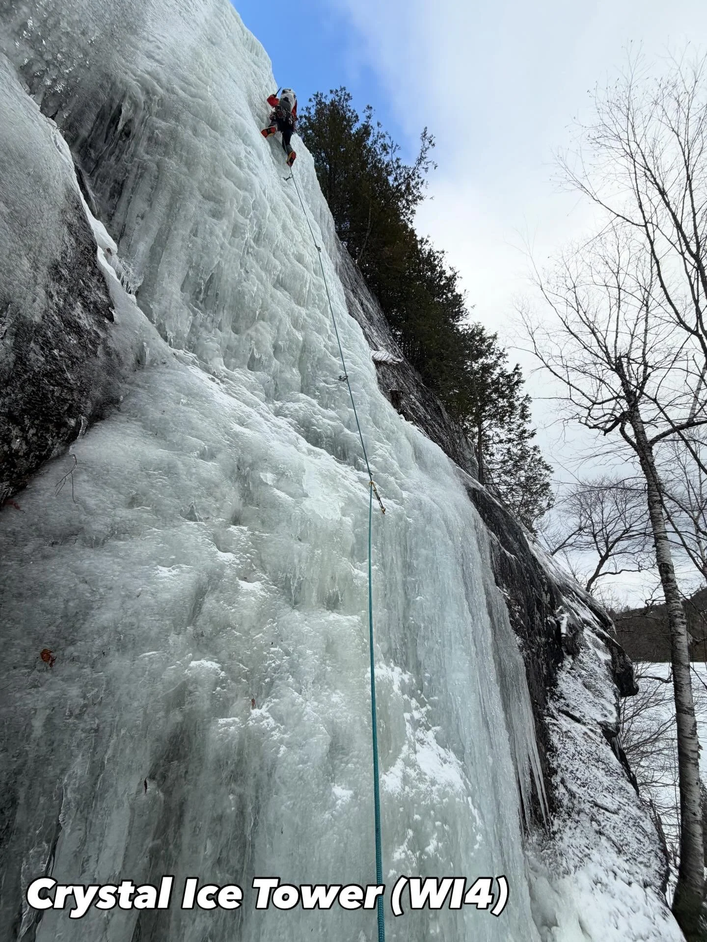 Today was a standout day for ice climbing&mdash;thanks so much to @9_9_mph for being game! We linked up Crystal Ice Tower with White Line Fever, which went from mega fat to mega thin. Rock gear saved the day on P3! Then headed over to Tahawas for thr