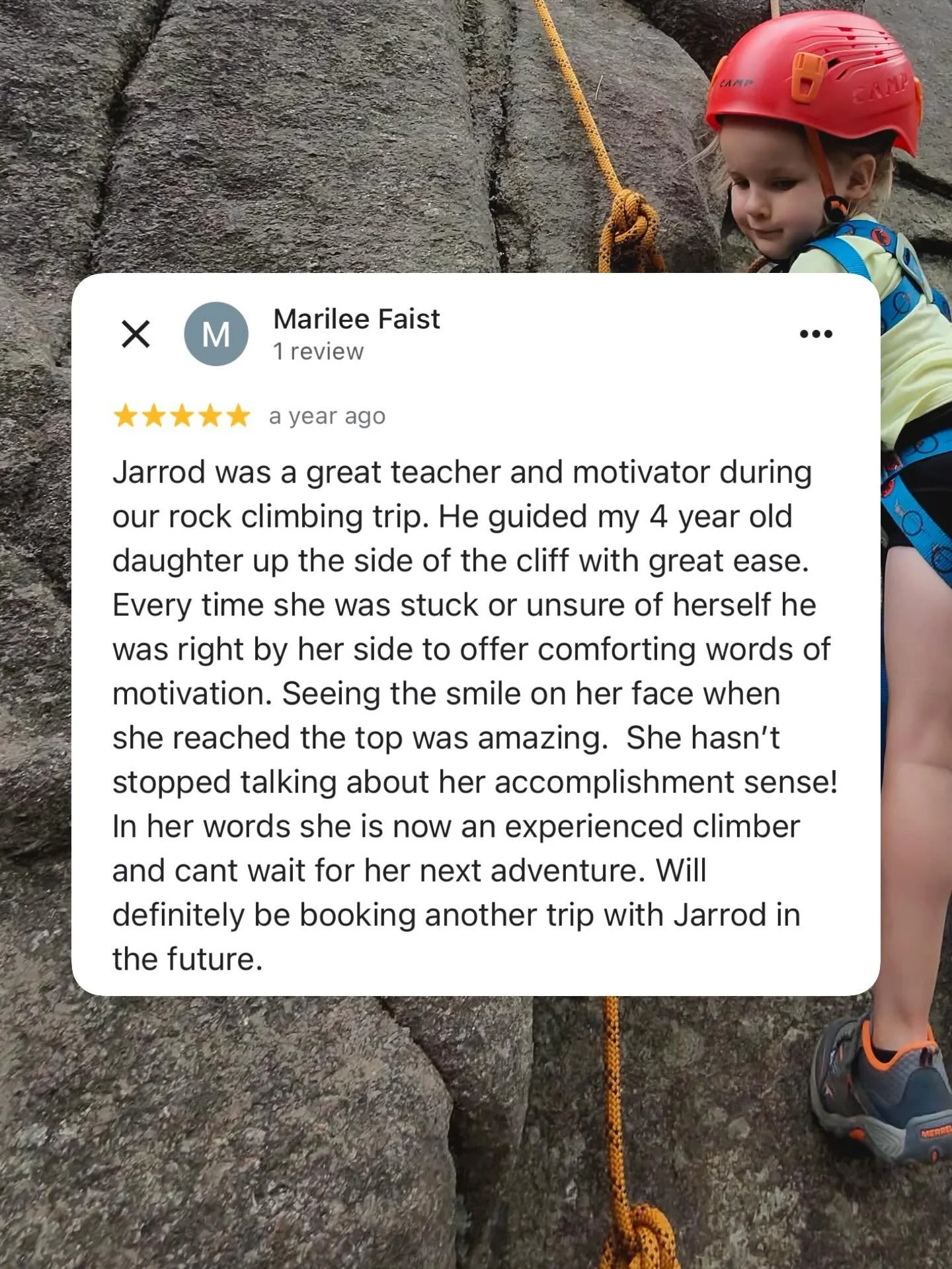 Getting youngsters into this sport &mdash; especially with the support and participation of their family with them &mdash; is one of the most rewarding aspects of being a guide. Can&rsquo;t wait to climb with @marileefaist and family again! 🧡