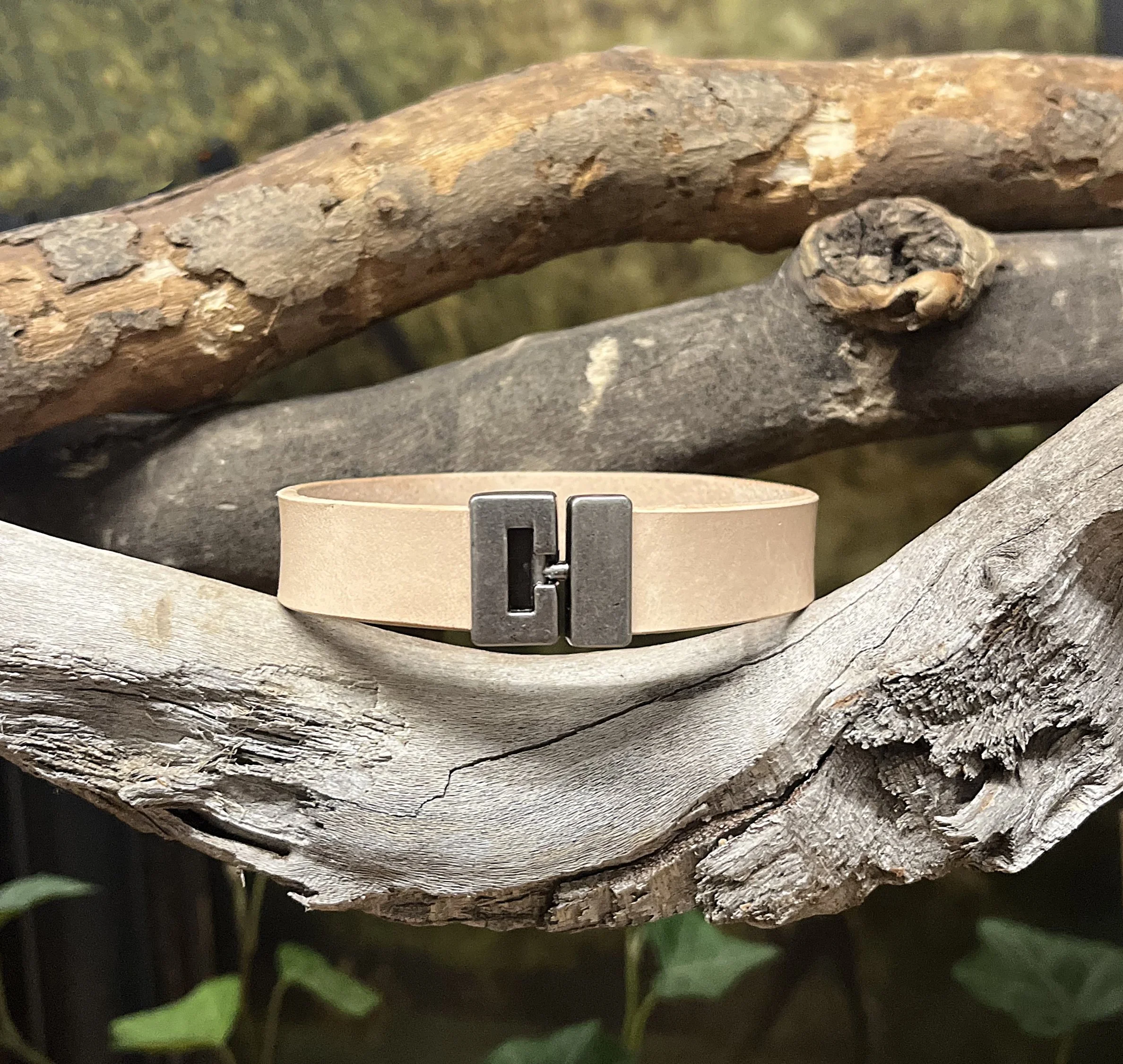 Leather Metal Clasp Bracelet Natural v1.jpg