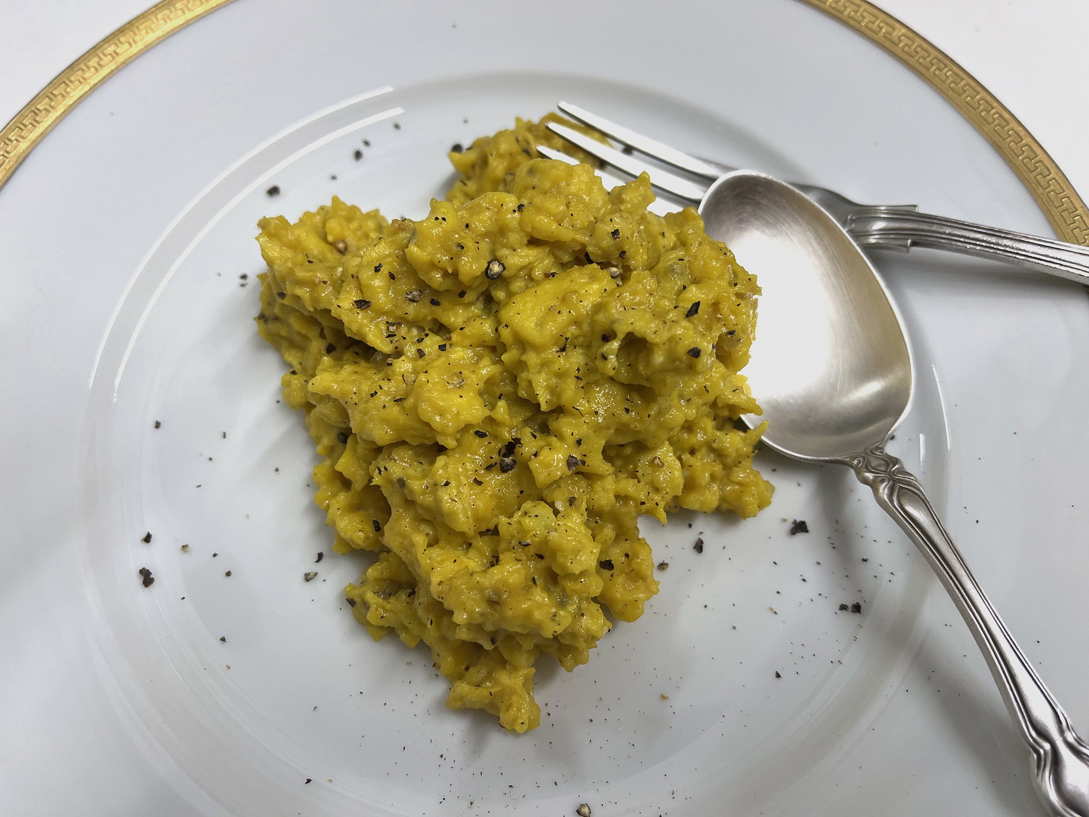 12. Plate and add additional black pepper, salt, and olive oil to taste