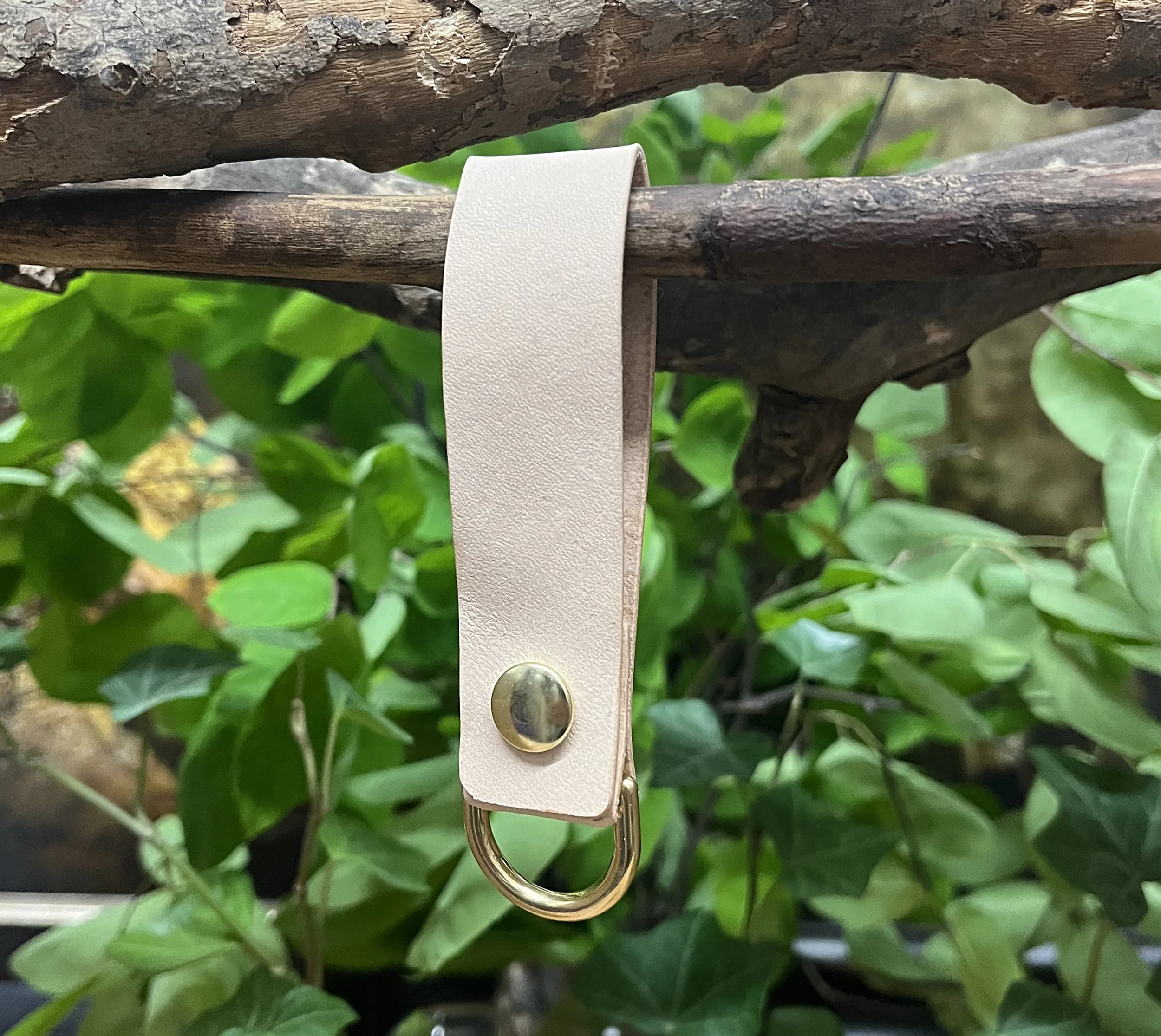 Leather Snap Key Fob - Natural