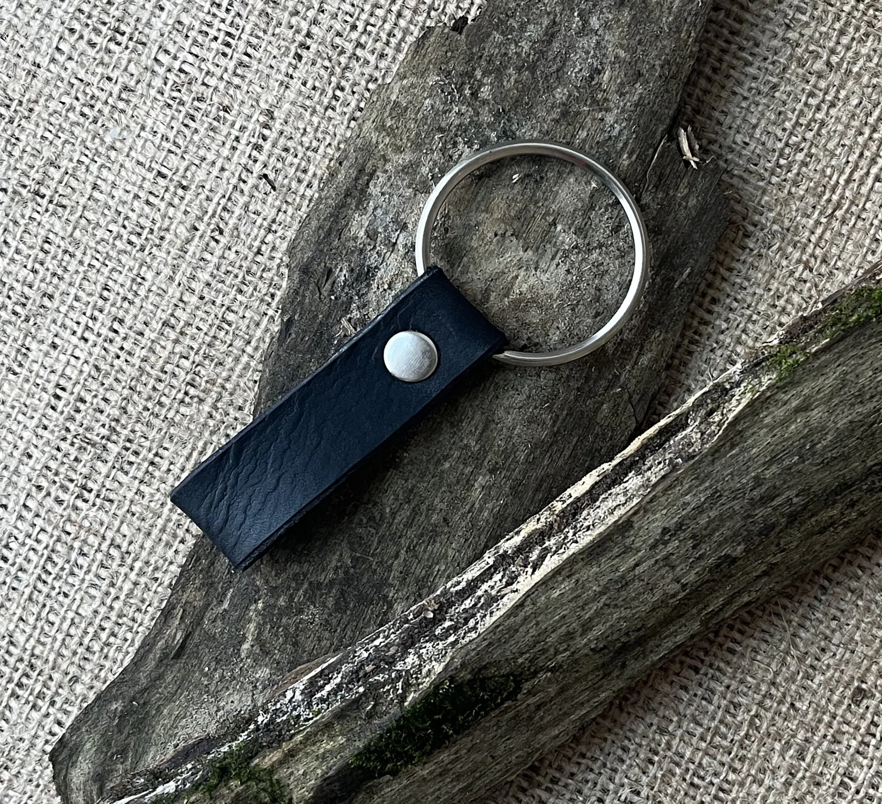 Oversided Key Ring with Leather Fob - Dressage