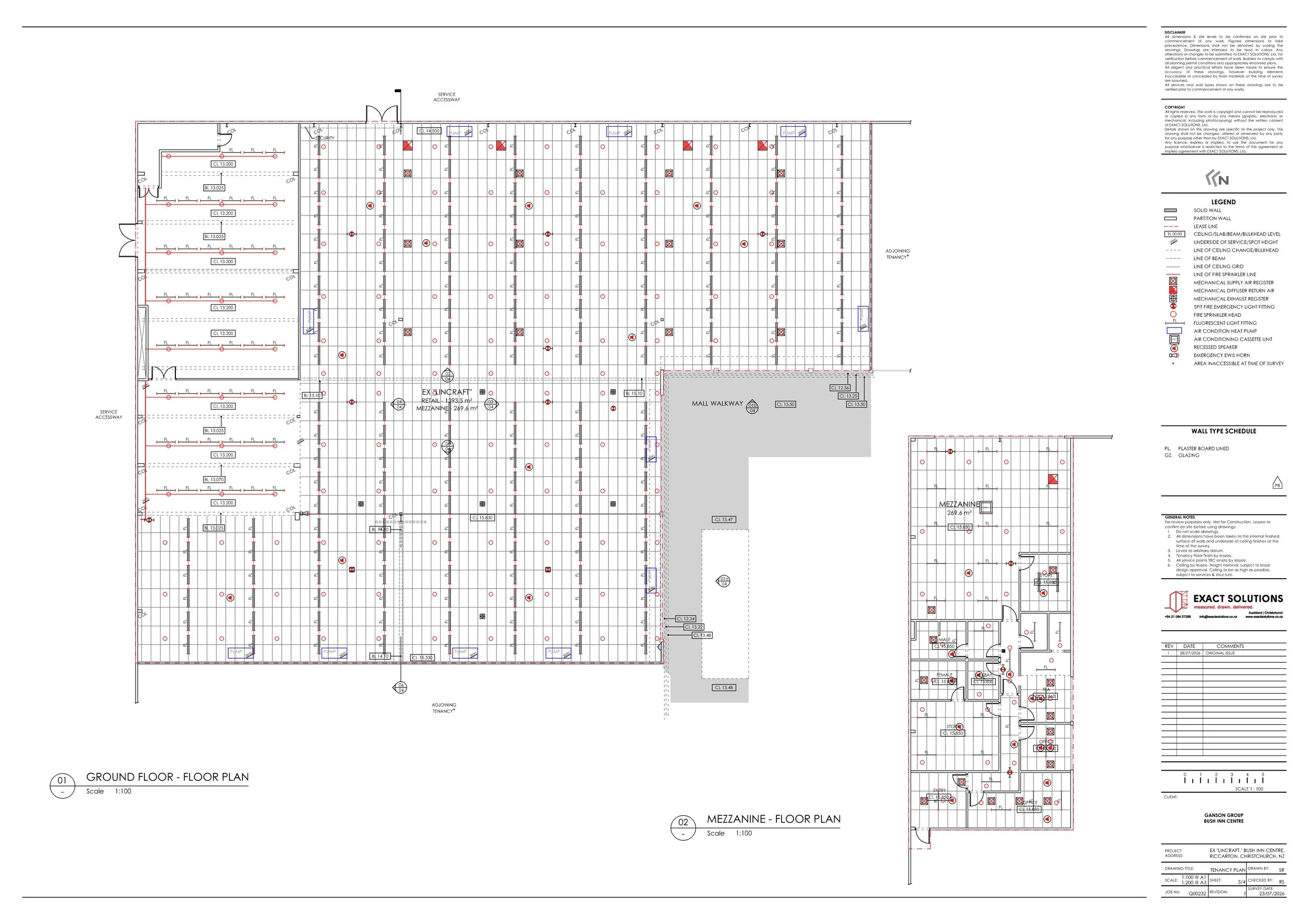 As Built Reflected Ceiling Plan Retail Tenancy Plan