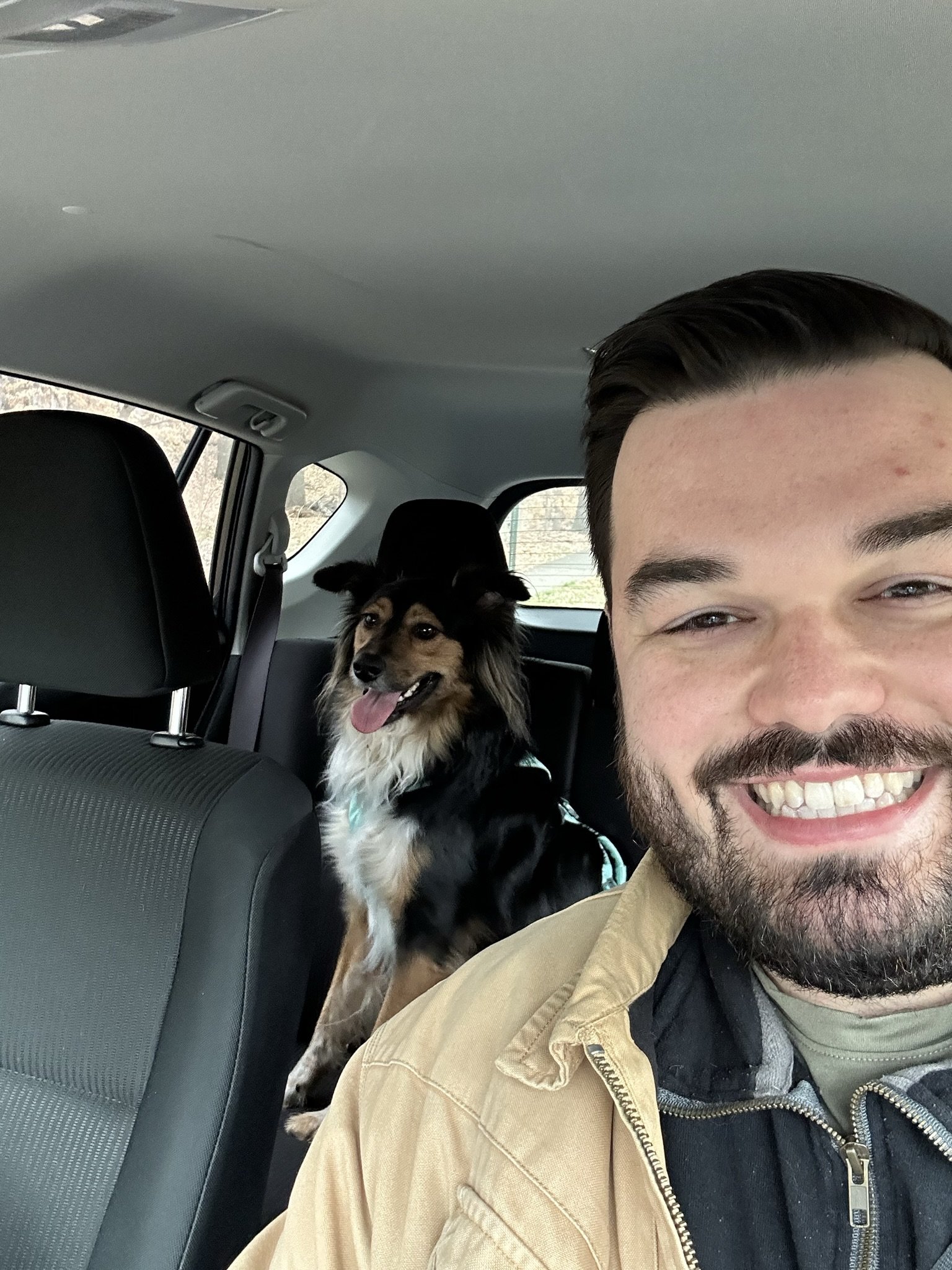 Jon Kirby taking Bordeaux out on an adventure for the day. He bought her a new ball, and when Natalie said he didn't have to do that, he said "everyone who spends the day with Uncle Jon gets a toy."

Submitted by Madeline Belknap