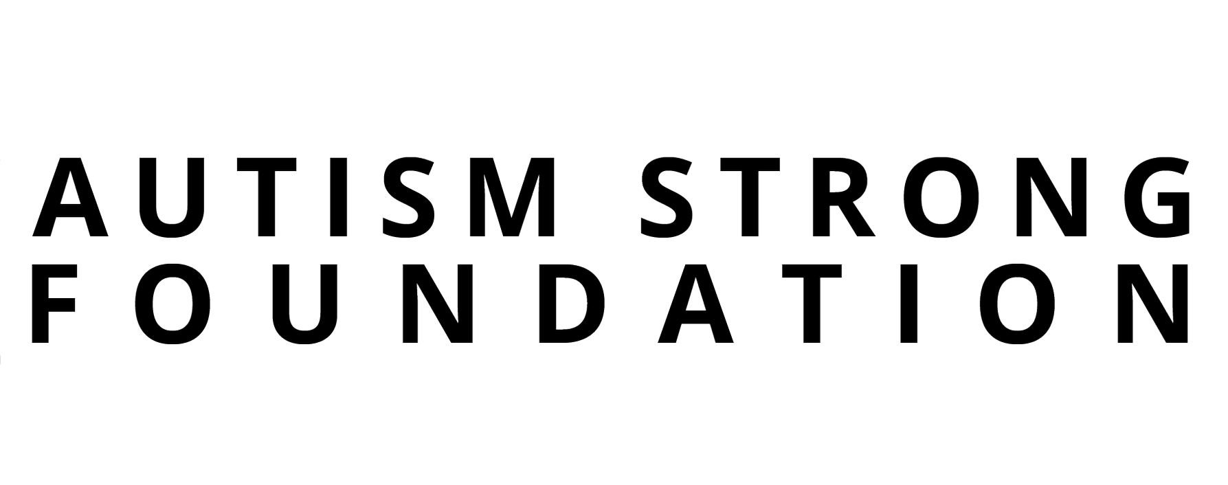 Autism Strong Foundation logo with black background and white outlined text.