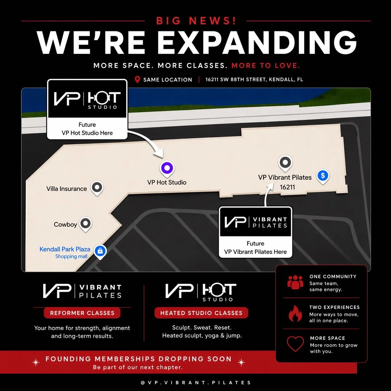 We&rsquo;re growing&hellip; and it&rsquo;s just the beginning ✨
🔥SUMMER 2026🔥 

Same location in Kendall &mdash; now with more space, more energy, and more ways to move.

&bull; VP Vibrant Pilates &rarr; your reformer home
&bull; VP Hot Studio &rar