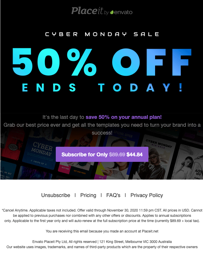 Cyber Monday Sale Last Chance Email